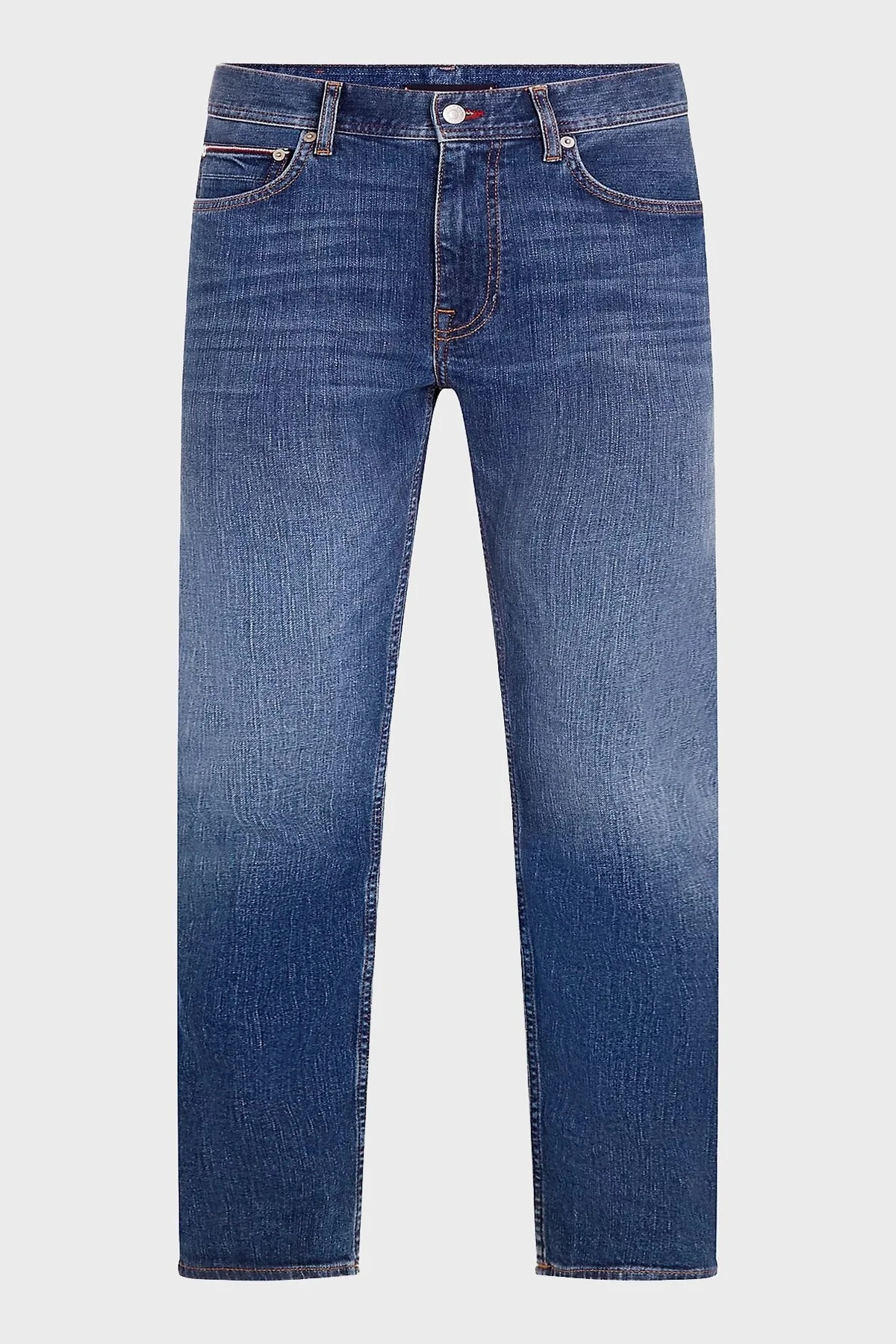 Tommy Hilfiger Streç Pamuklu Denton Fitted Straight Faded Jeans Erkek Kot Pantolon MW0MW33945 1A7 MAVİ - 6