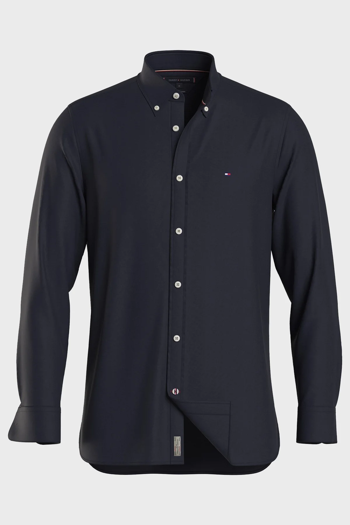Tommy Hilfiger Streç Pamuklu Düğmeli Yaka Regular Fit Erkek Gömlek MW0MW33305 DW5 LACİVERT - 1