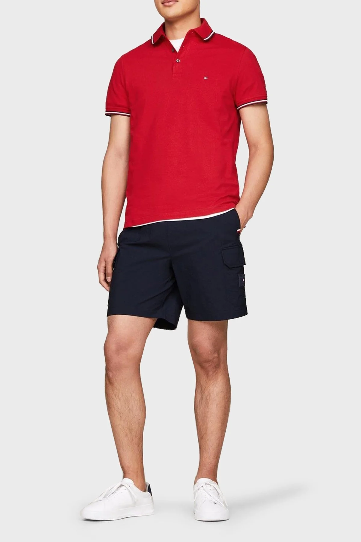 Tommy Hilfiger Streç Pamuklu Erkek Polo Yaka T Shirt MW0MW30750 XNN KIRMIZI - 3
