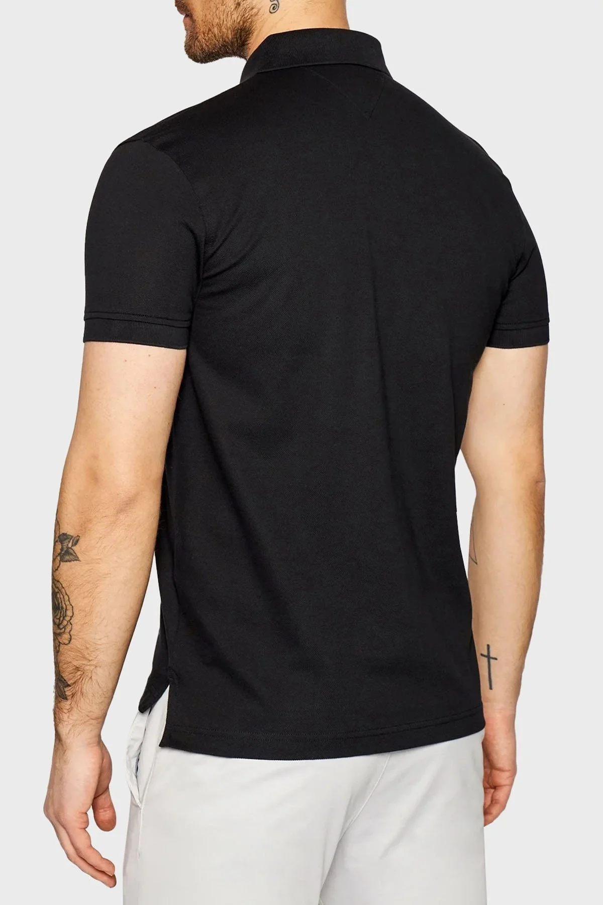 Tommy Hilfiger Streç Pamuklu Regular Fit Düğmeli Erkek Polo Yaka T Shirt MW0MW17770 BDS SİYAH - 8