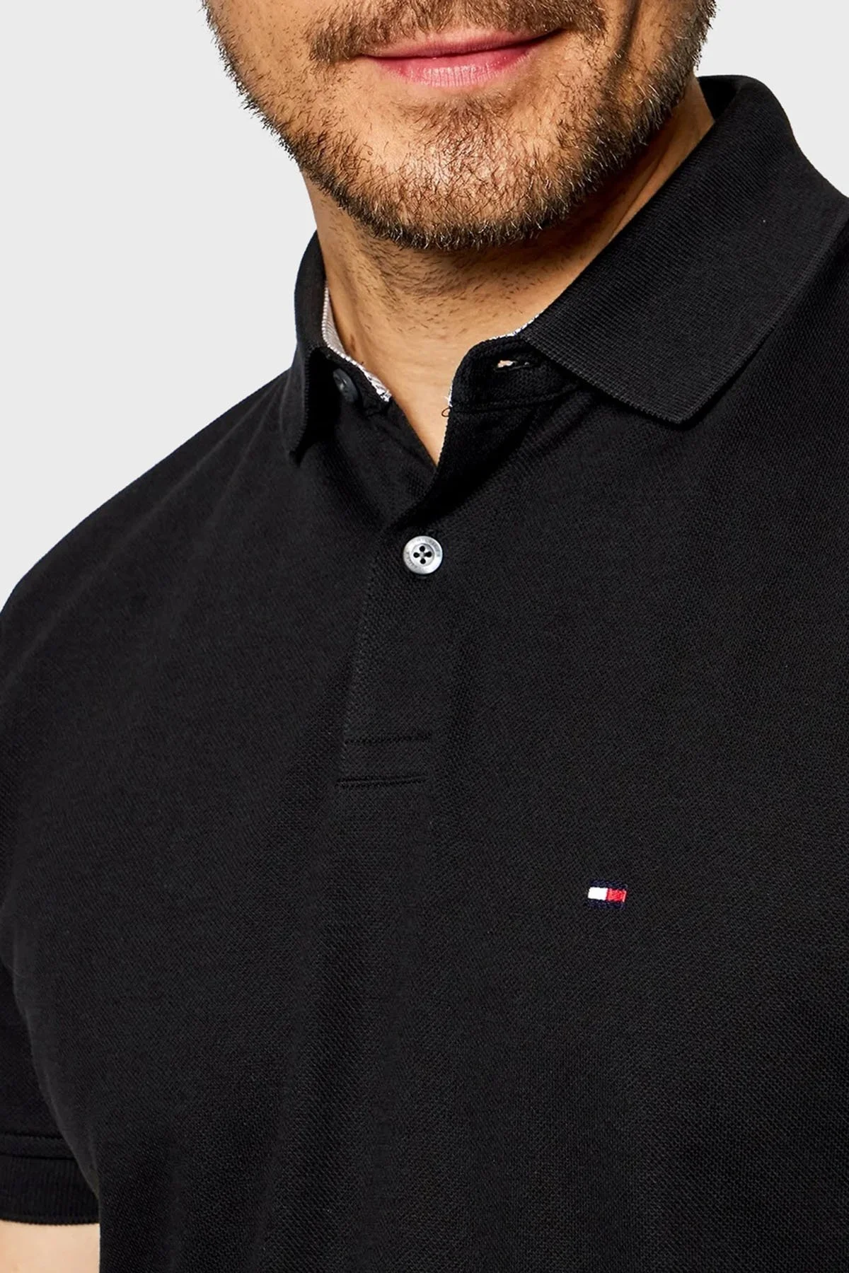 Tommy Hilfiger Streç Pamuklu Regular Fit Düğmeli Erkek Polo Yaka T Shirt MW0MW17770 BDS SİYAH - 9