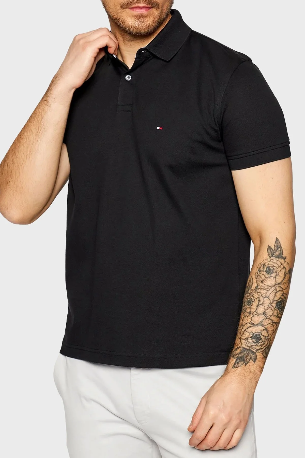 Tommy Hilfiger Streç Pamuklu Regular Fit Düğmeli Erkek Polo Yaka T Shirt MW0MW17770 BDS SİYAH - 11