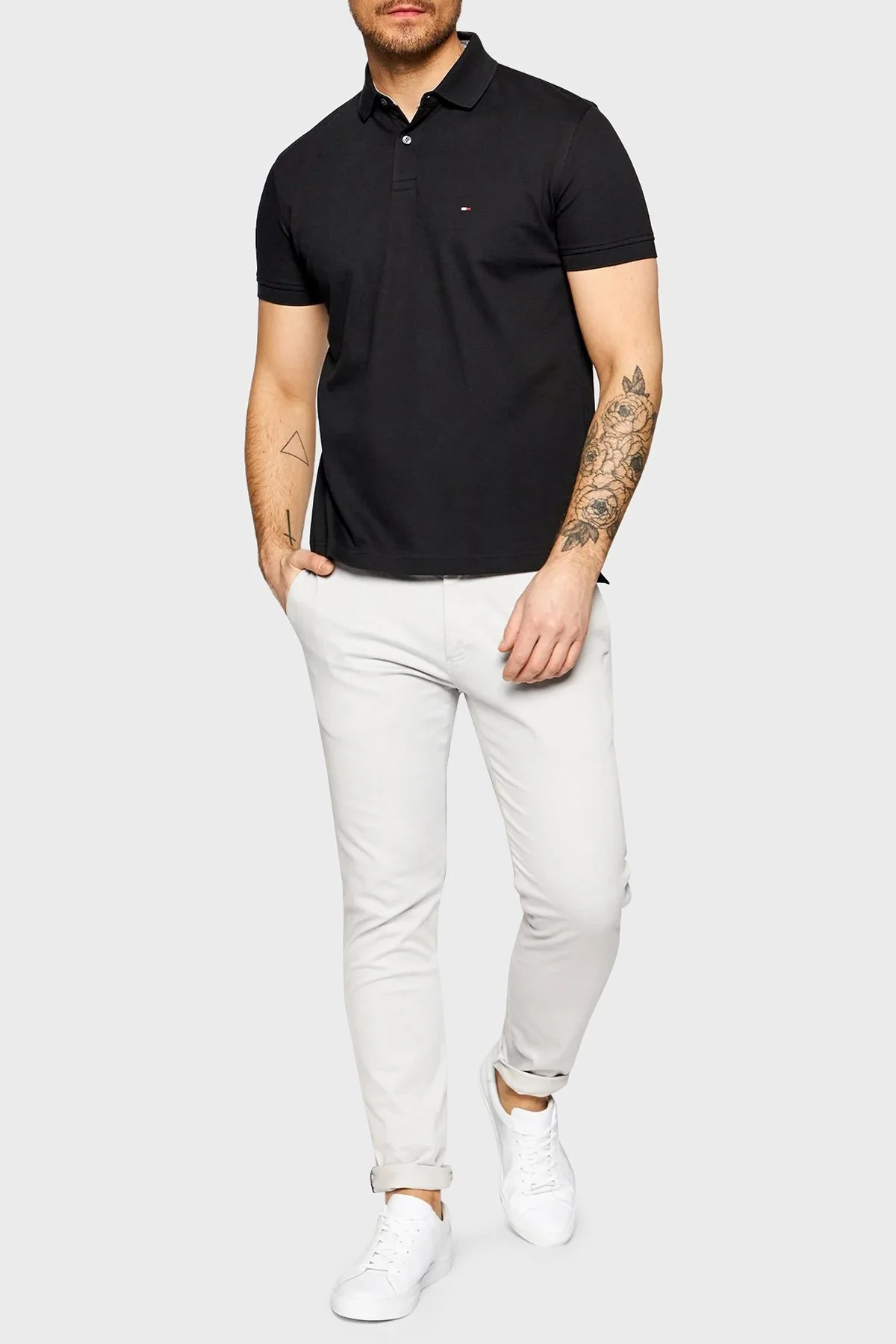 Tommy Hilfiger Streç Pamuklu Regular Fit Düğmeli Erkek Polo Yaka T Shirt MW0MW17770 BDS SİYAH - 12