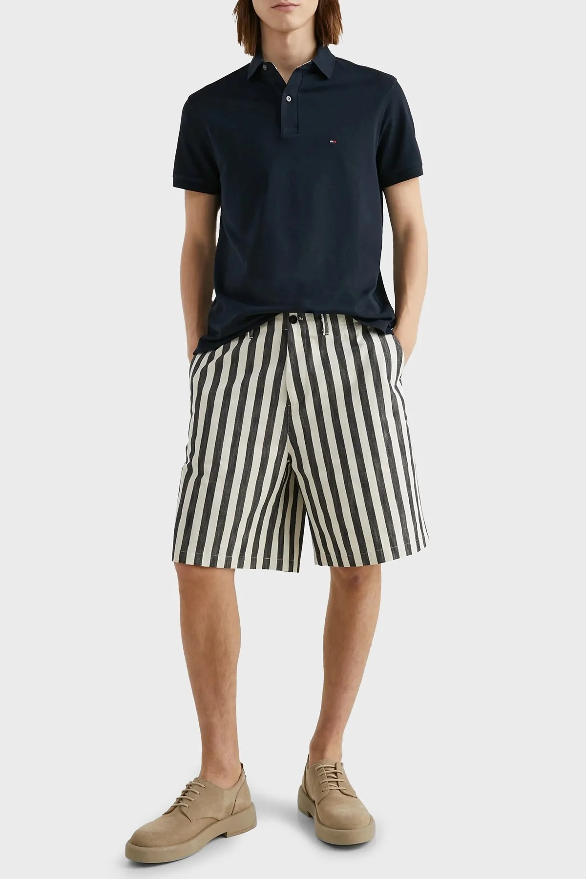 Tommy Hilfiger Streç Pamuklu Regular Fit Düğmeli Erkek Polo Yaka T Shirt MW0MW17770 DW5 LACİVERT - 6