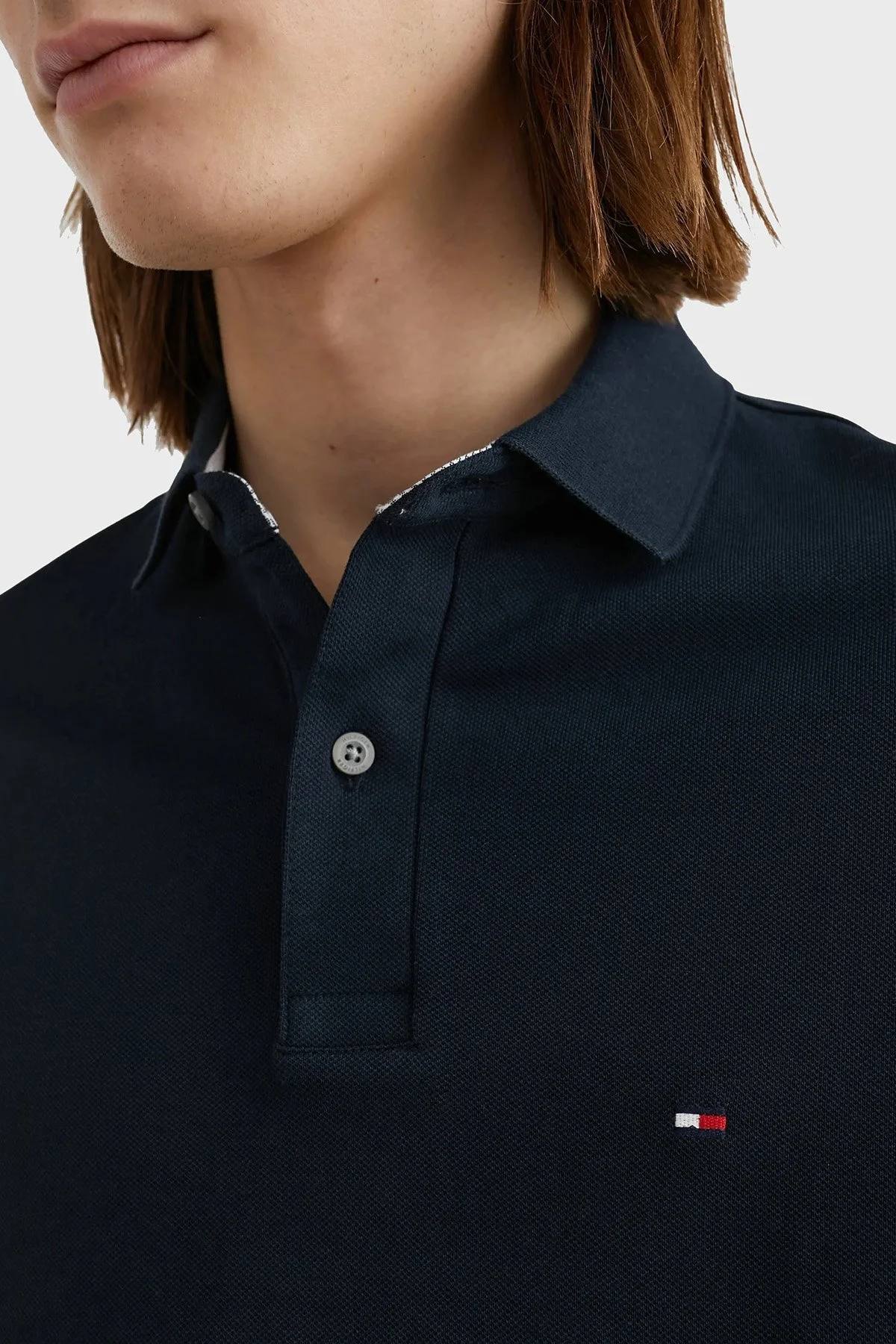 Tommy Hilfiger Streç Pamuklu Regular Fit Düğmeli Erkek Polo Yaka T Shirt MW0MW17770 DW5 LACİVERT - 8