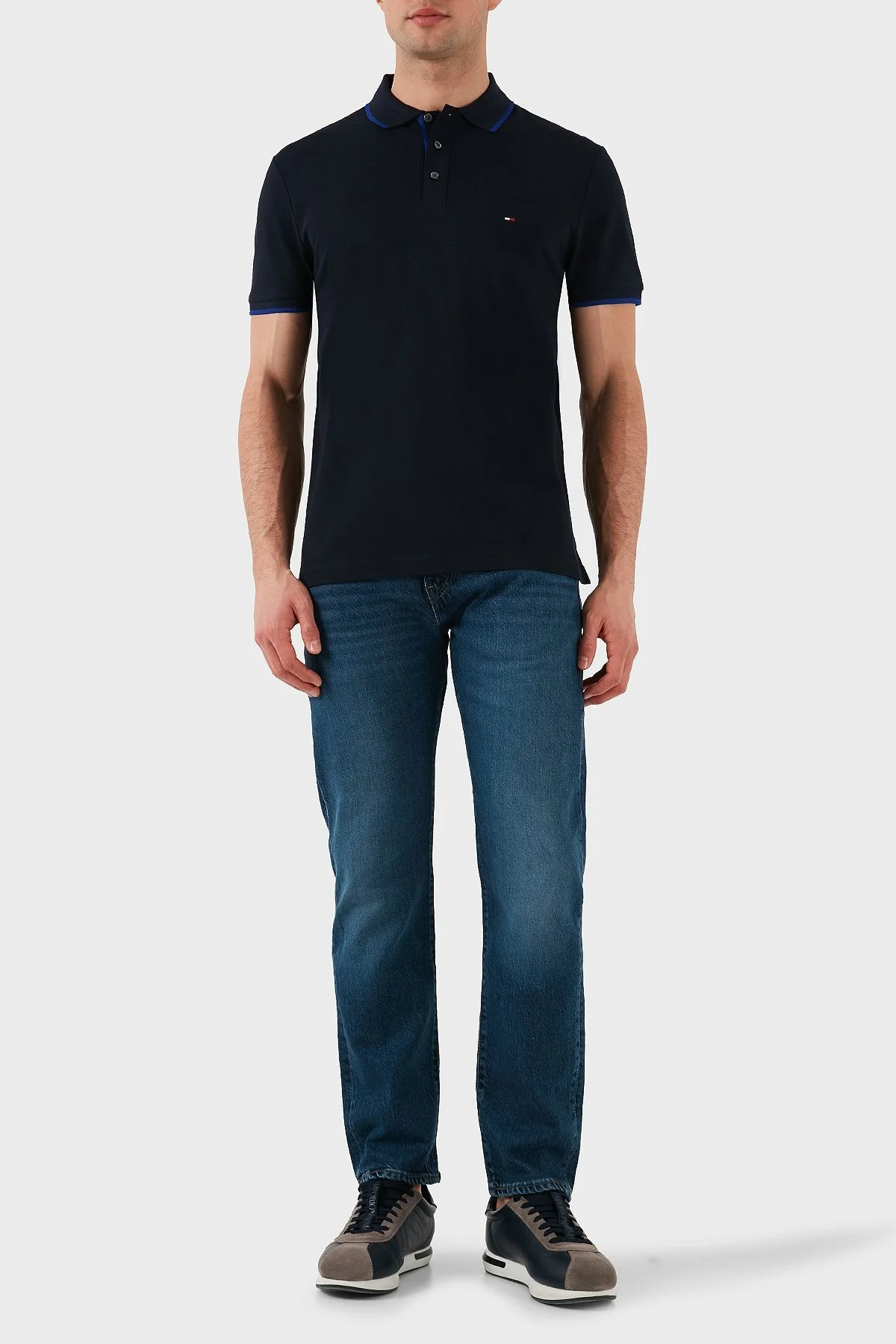 Tommy Hilfiger Streç Pamuklu Regular Fit Düğmeli Erkek Polo Yaka T Shirt MW0MW37514 DW5 LACİVERT - 7