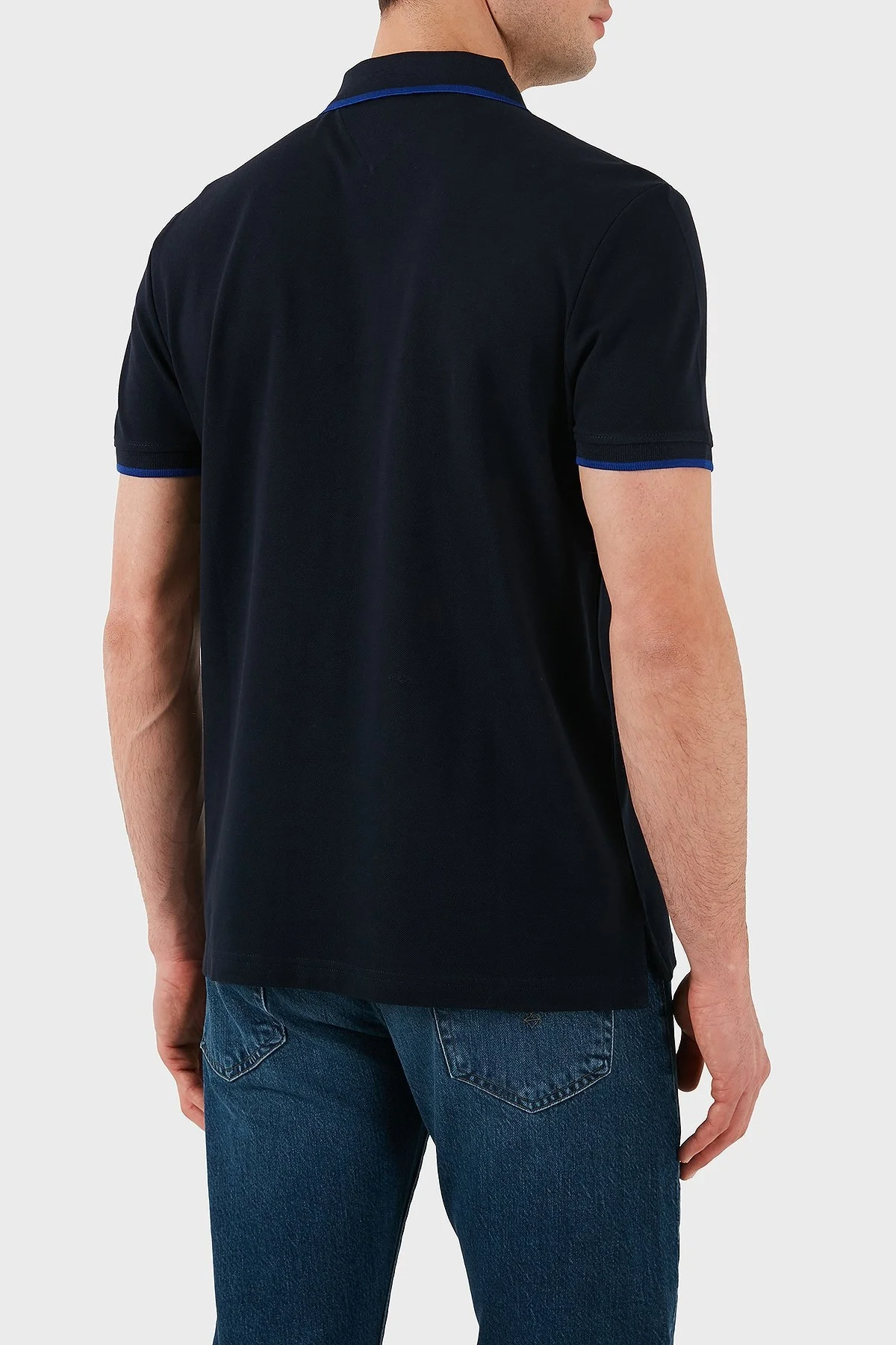 Tommy Hilfiger Streç Pamuklu Regular Fit Düğmeli Erkek Polo Yaka T Shirt MW0MW37514 DW5 LACİVERT - 8