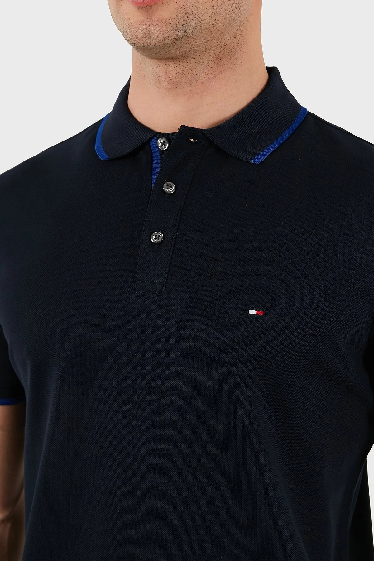 Tommy Hilfiger Streç Pamuklu Regular Fit Düğmeli Erkek Polo Yaka T Shirt MW0MW37514 DW5 LACİVERT - 10