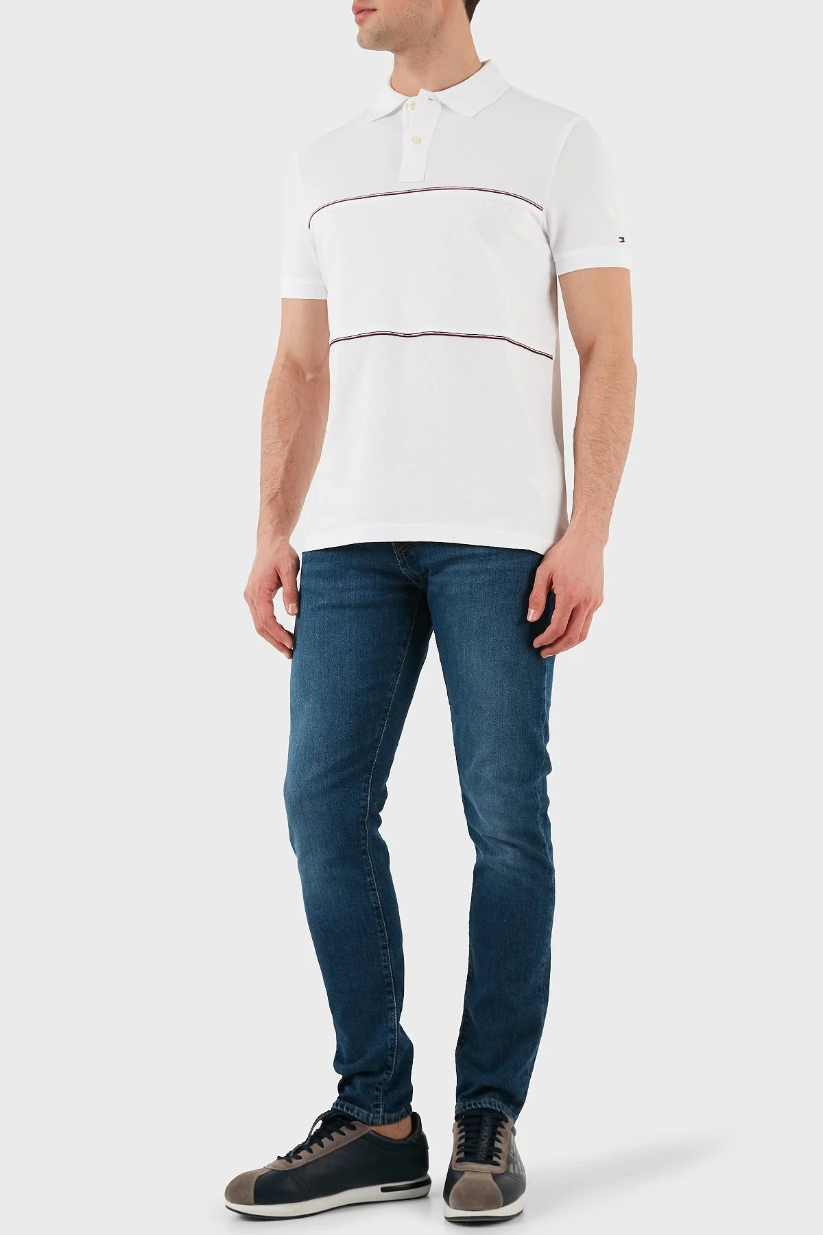 Tommy Hilfiger Streç Pamuklu Regular Fit Düğmeli Erkek Polo Yaka T Shirt MW0MW38125 YBR BEYAZ - 7