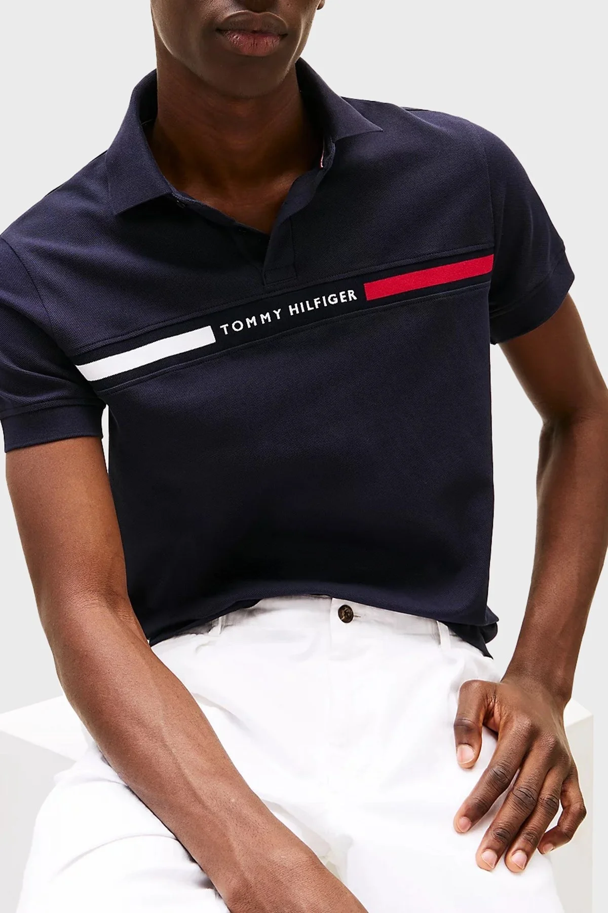 Tommy Hilfiger Streç Pamuklu Regular Fit Düğmeli Erkek Polo Yaka T Shirt MW0MW38130 DW5 LACİVERT - 9