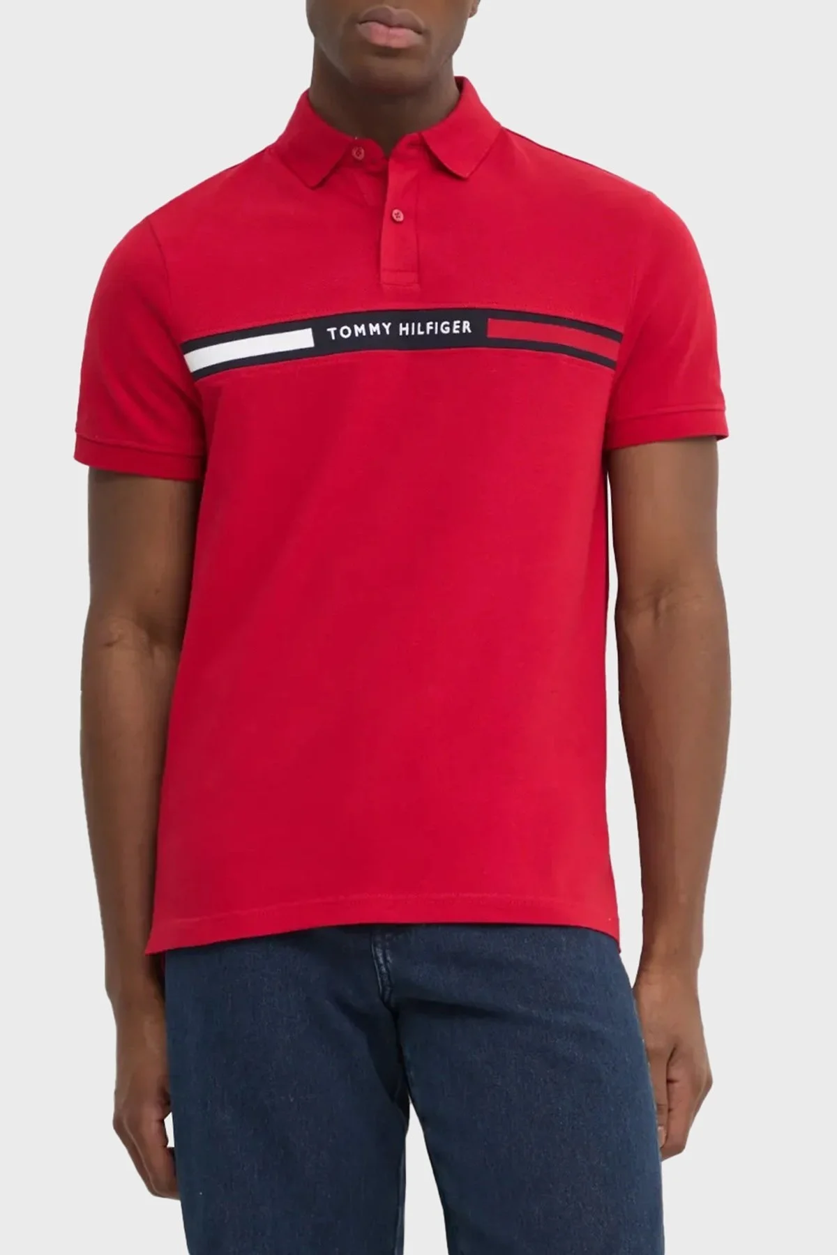 Tommy Hilfiger Streç Pamuklu Regular Fit Düğmeli Erkek Polo Yaka T Shirt MW0MW38130 XLD KIRMIZI - 5