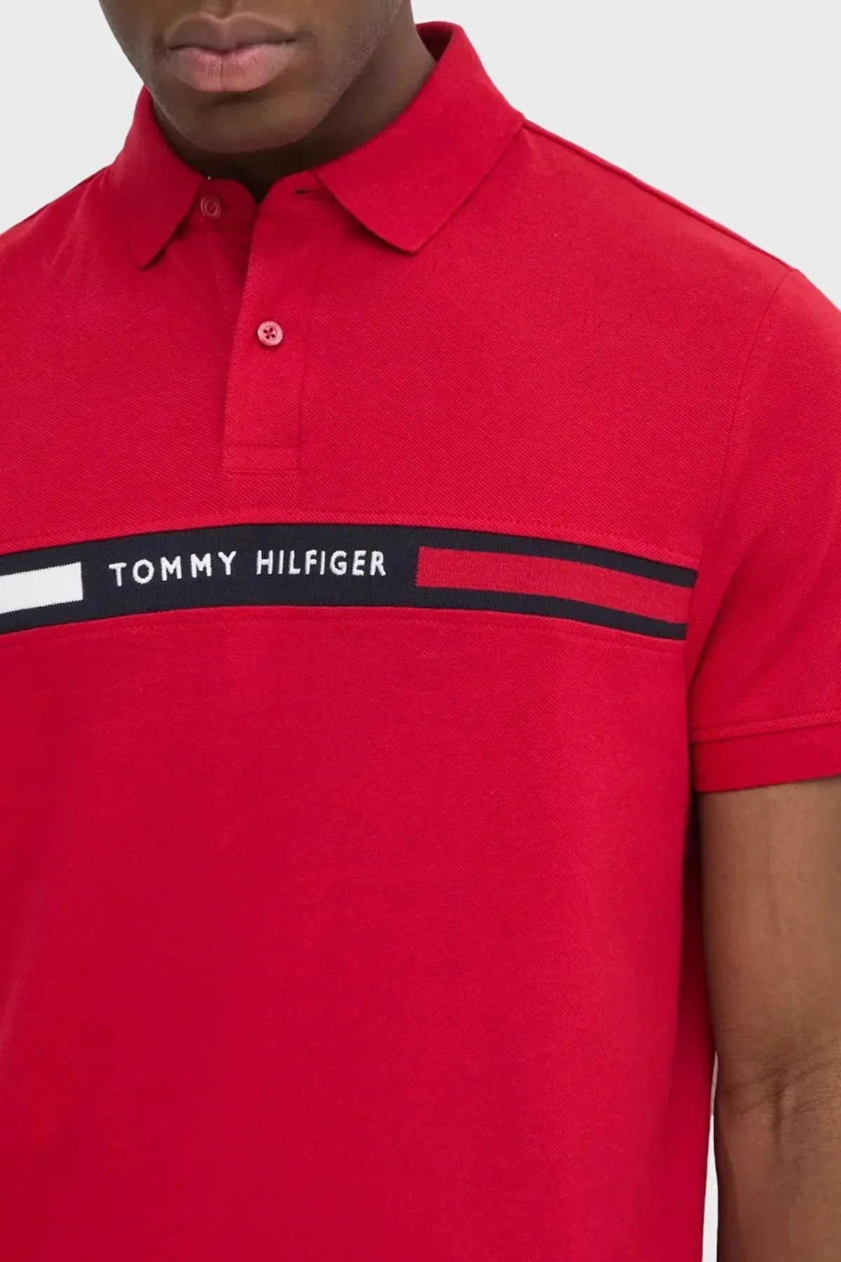 Tommy Hilfiger Streç Pamuklu Regular Fit Düğmeli Erkek Polo Yaka T Shirt MW0MW38130 XLD KIRMIZI - 7