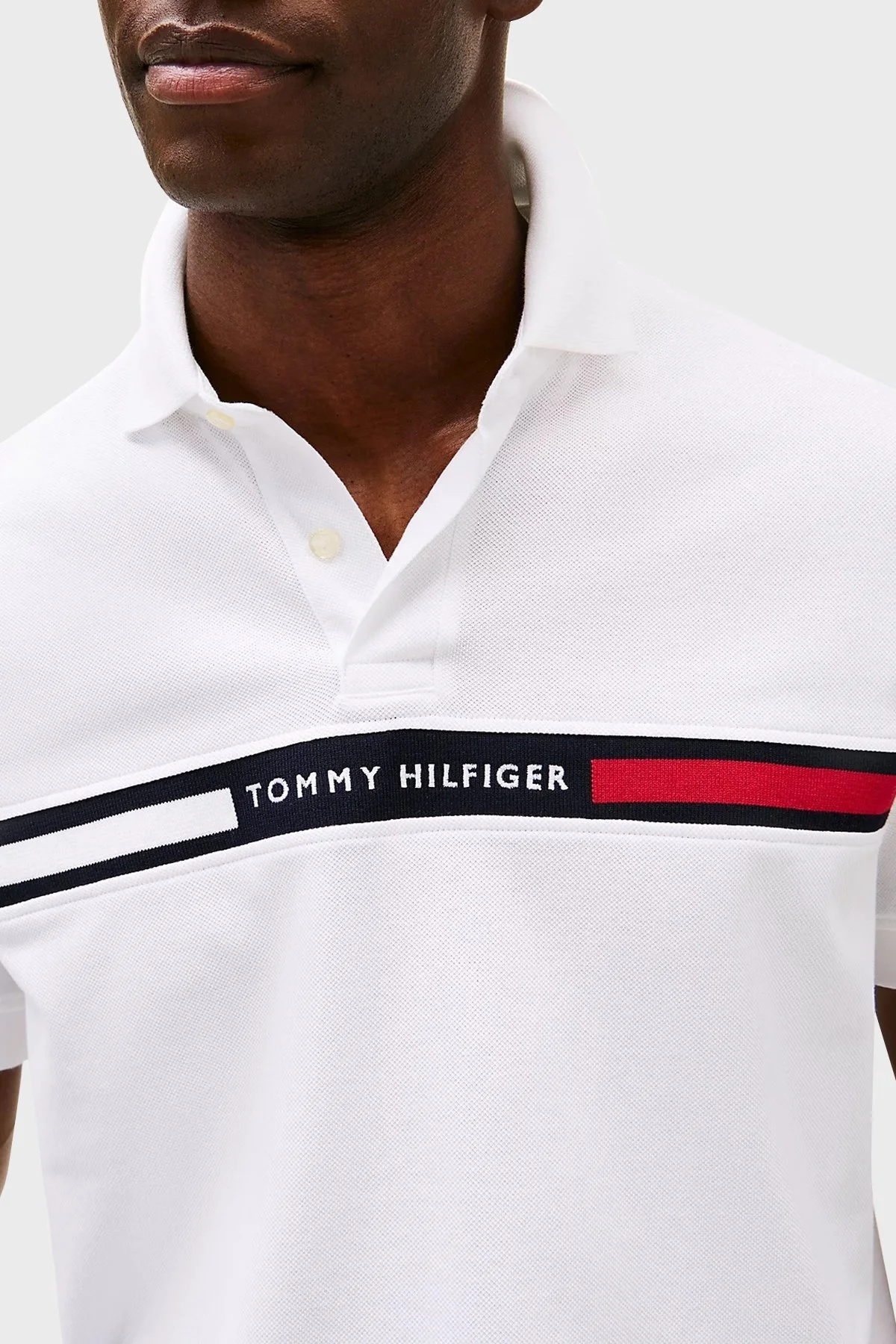 Tommy Hilfiger Streç Pamuklu Regular Fit Düğmeli Erkek Polo Yaka T Shirt MW0MW38130 YBR BEYAZ - 9