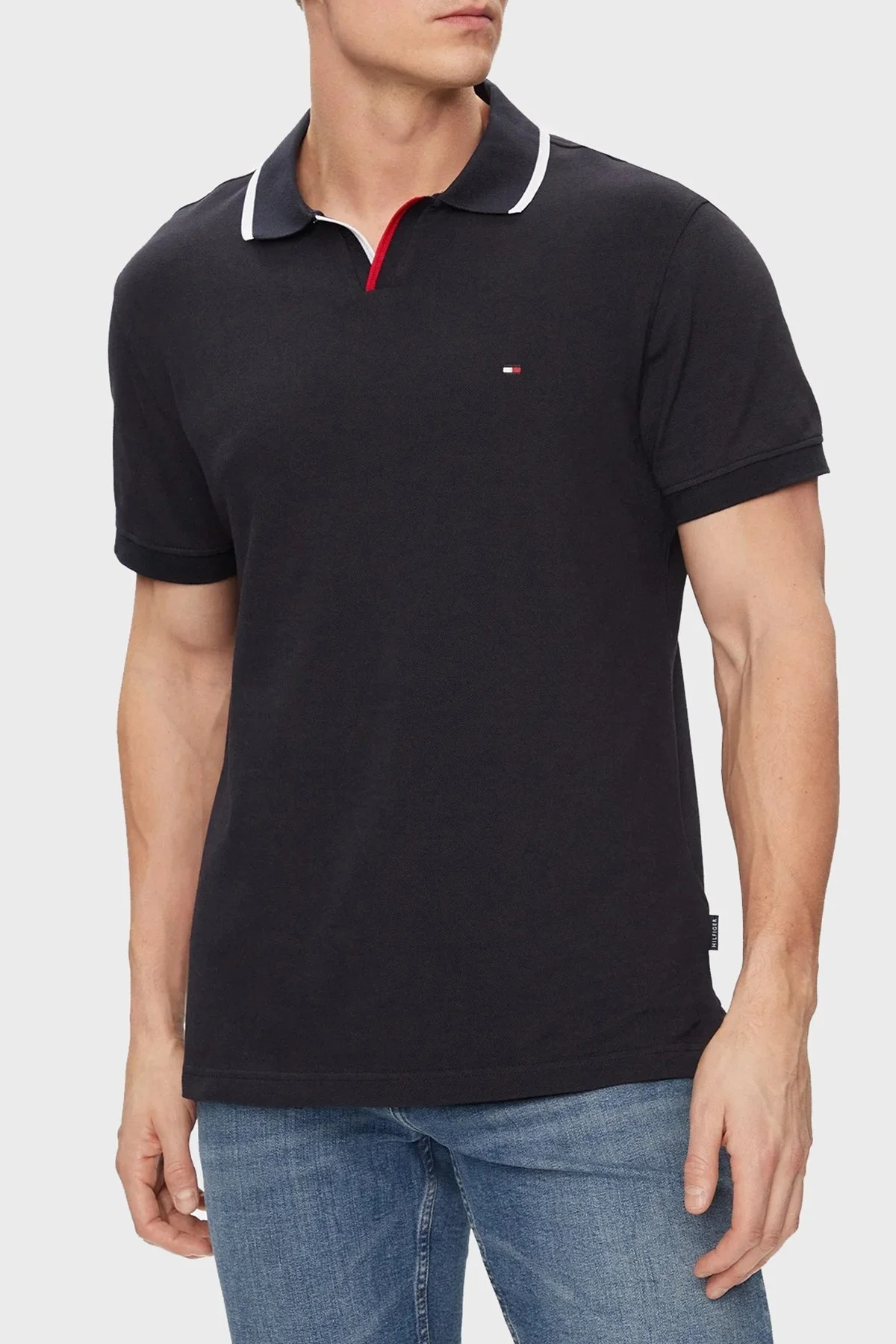 Tommy Hilfiger Streç Pamuklu Regular Fit Erkek Polo Yaka T Shirt MW0MW34772 DW5 LACİVERT - 1