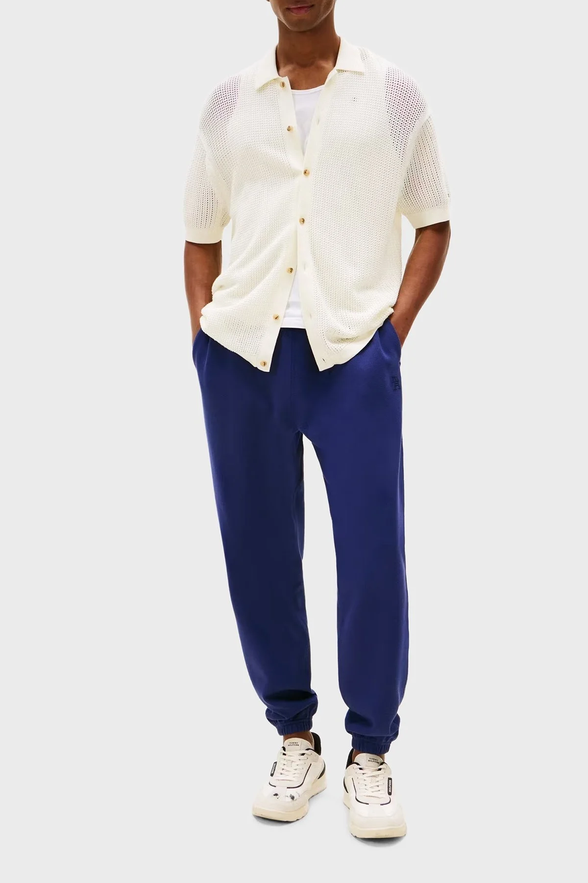 Tommy Hilfiger Streç Pamuklu Regular Fit Normal Bel Dar Paça Jogger Erkek Pantolon MW0MW39409 C7G MAVİ - 2