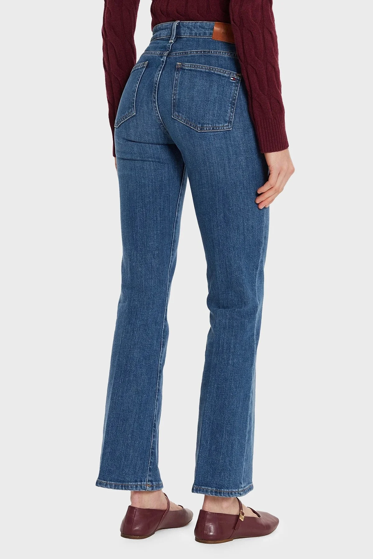 Tommy Hilfiger Streç Pamuklu Regular Fit Yüksek Bel Düz Paça Jeans Bayan Kot Pantolon WW0WW45009 1A9 MAVİ - 8