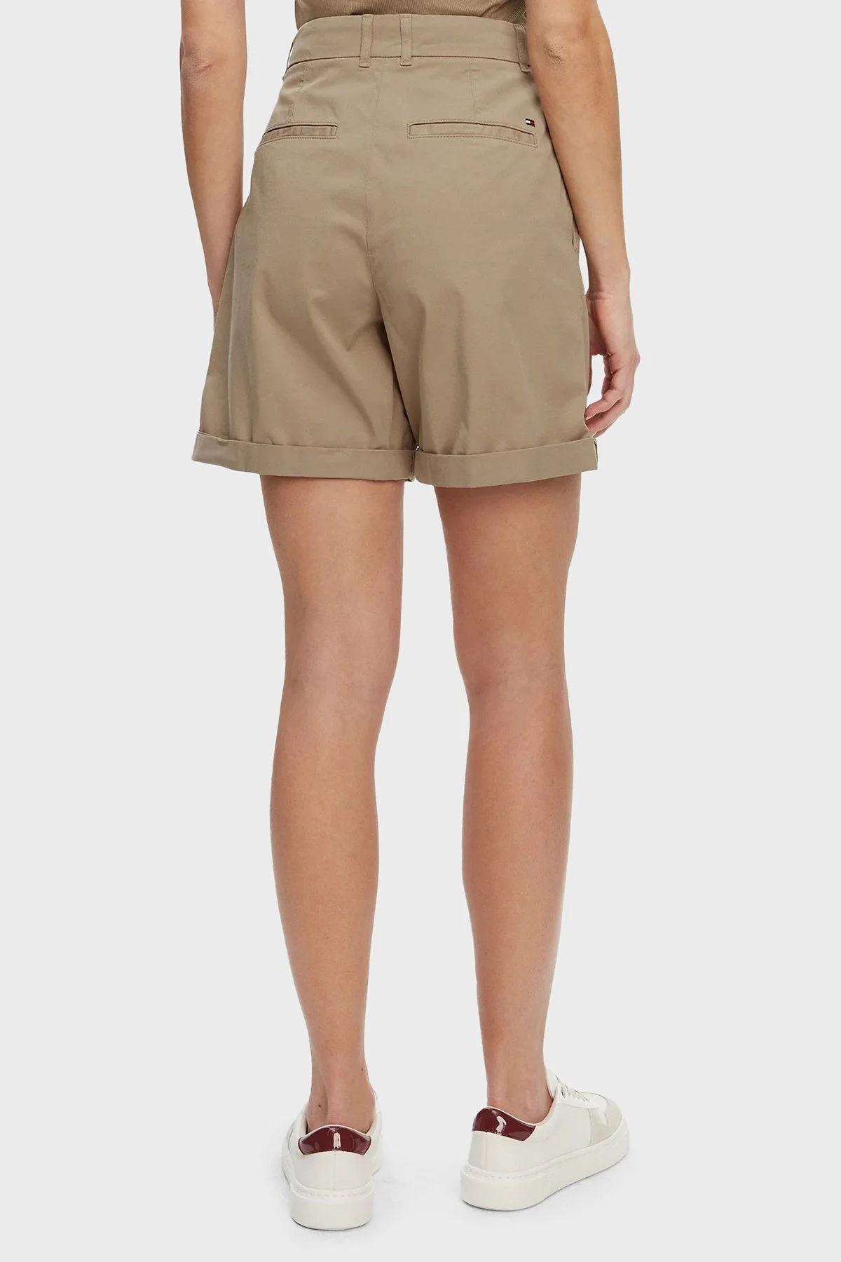 Tommy Hilfiger Streç Pamuklu Relaxed Fit Yüksek Bel Mini Bayan Short WW0WW42457 AEG BEJ - 8