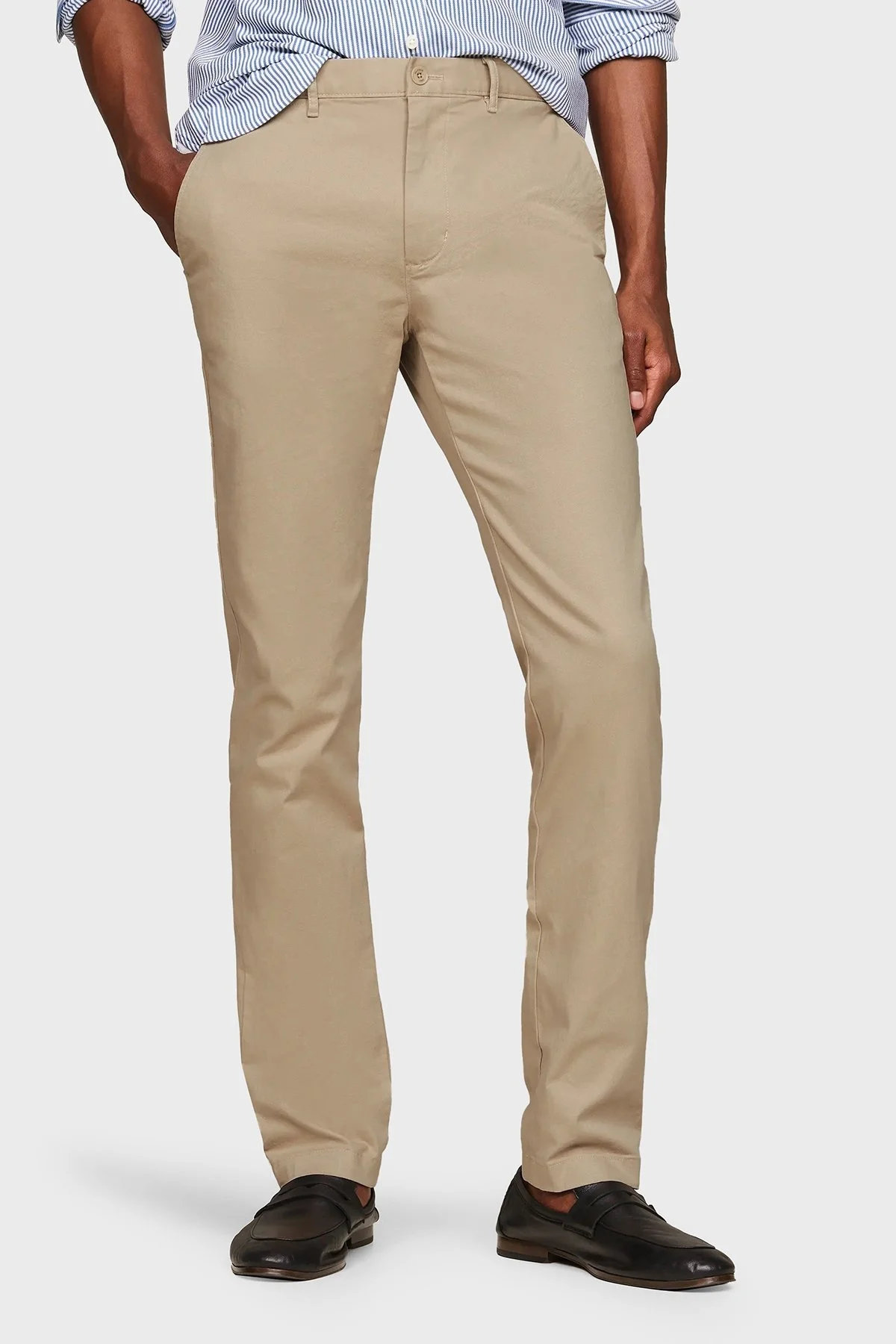 Tommy Hilfiger Streç Pamuklu Slim Fit Chino Erkek Pantolon MW0MW23485 AEG BEJ - 6