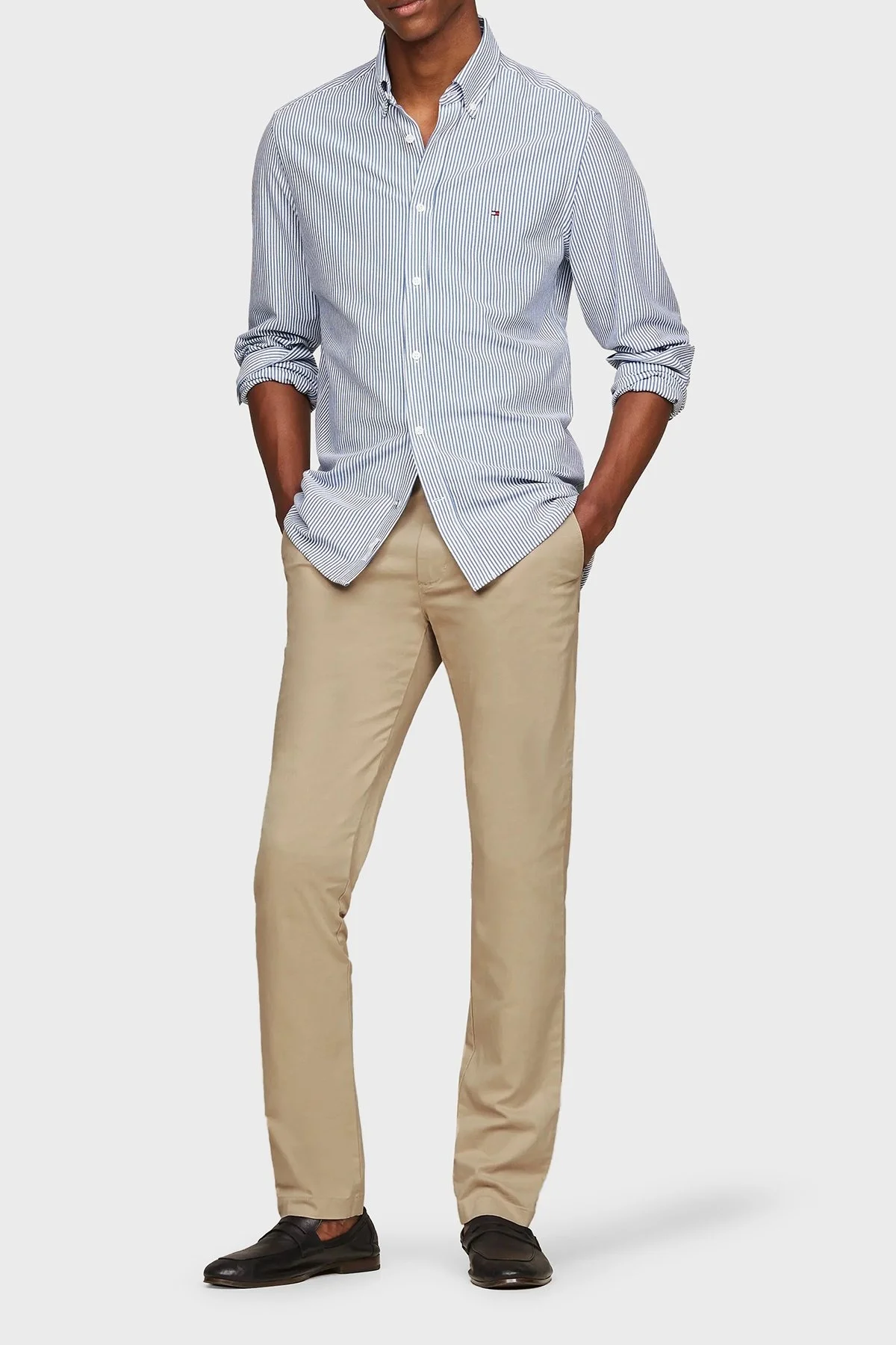 Tommy Hilfiger Streç Pamuklu Slim Fit Chino Erkek Pantolon MW0MW23485 AEG BEJ - 7