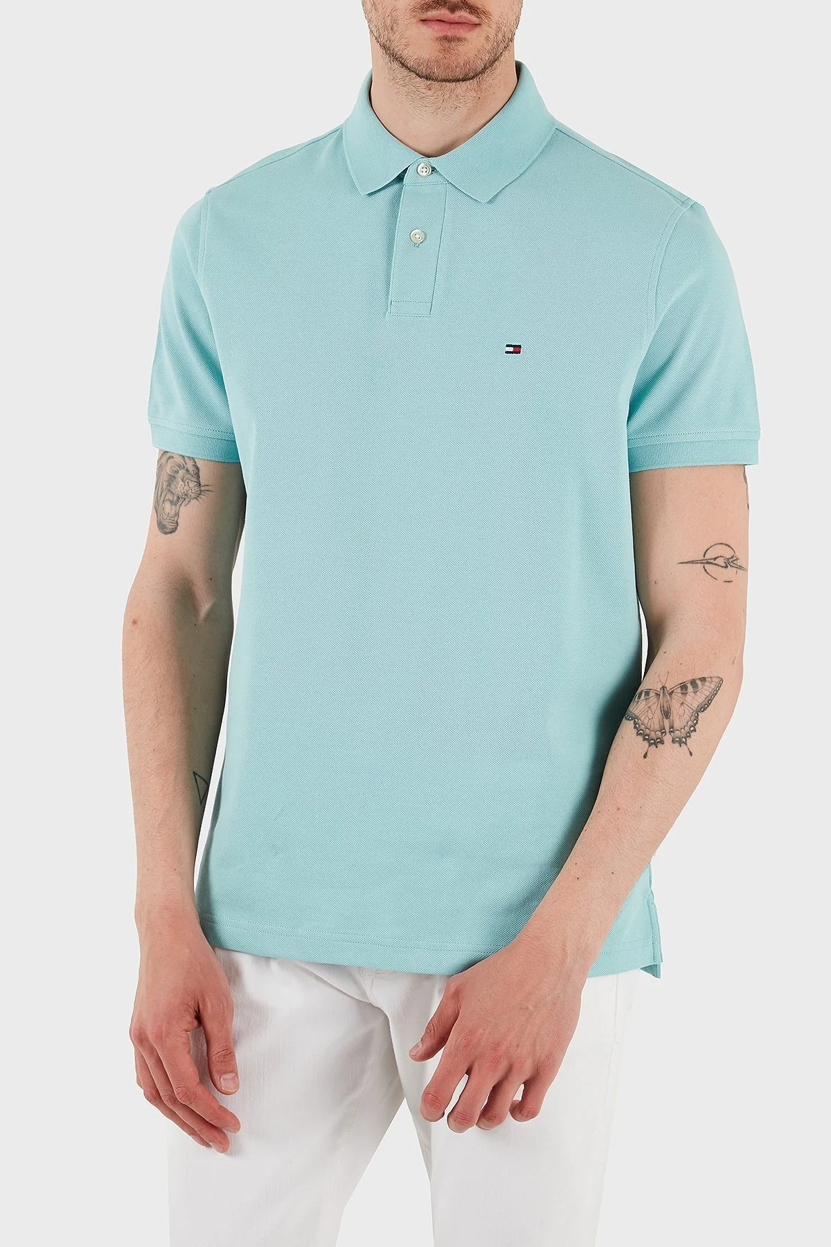 Tommy Hilfiger Streç Pamuklu Slim Fit Düğmeli Erkek Polo Yaka T Shirt MW0MW17770 C00 MİNT - 6