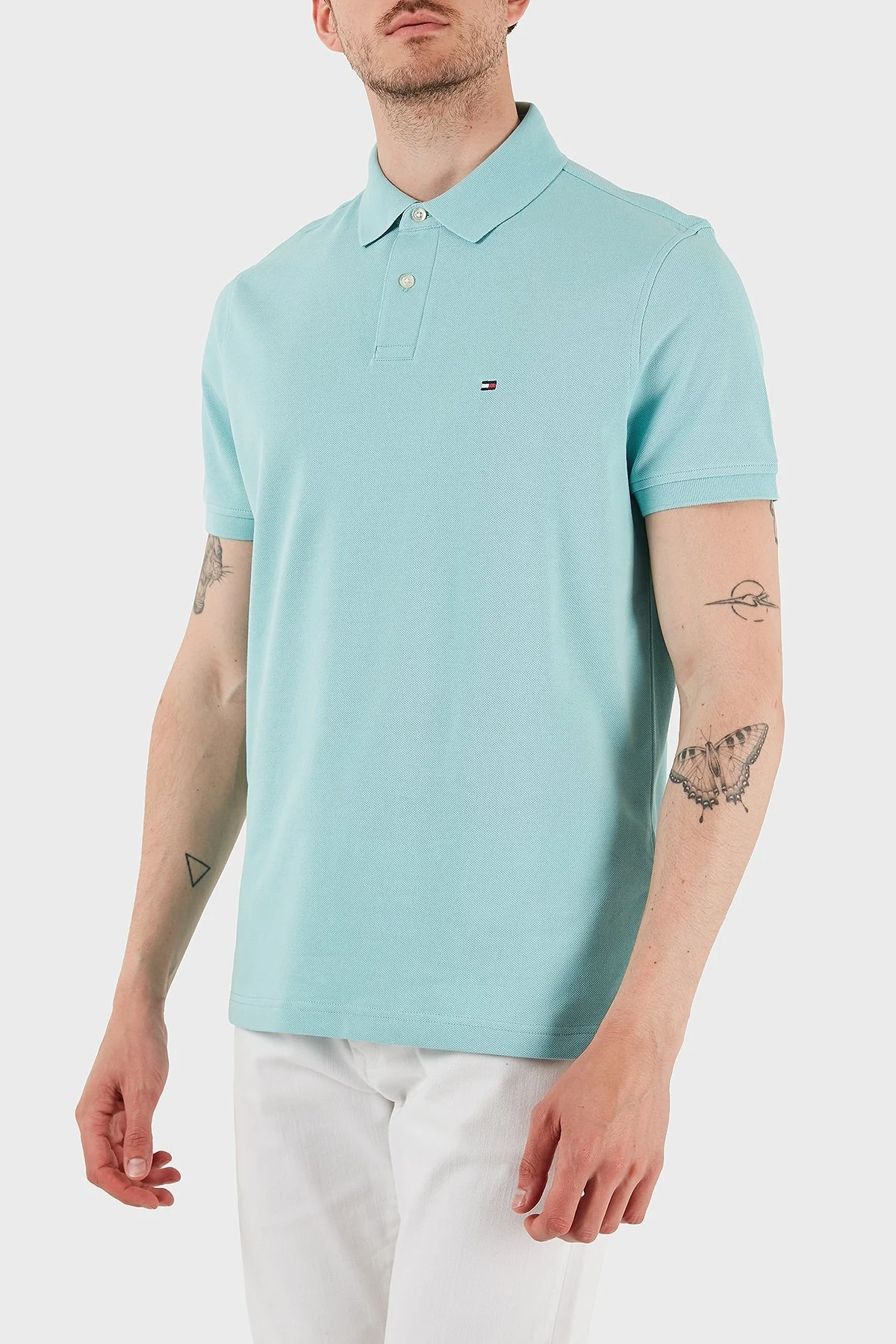 Tommy Hilfiger Streç Pamuklu Slim Fit Düğmeli Erkek Polo Yaka T Shirt MW0MW17770 C00 MİNT - 9
