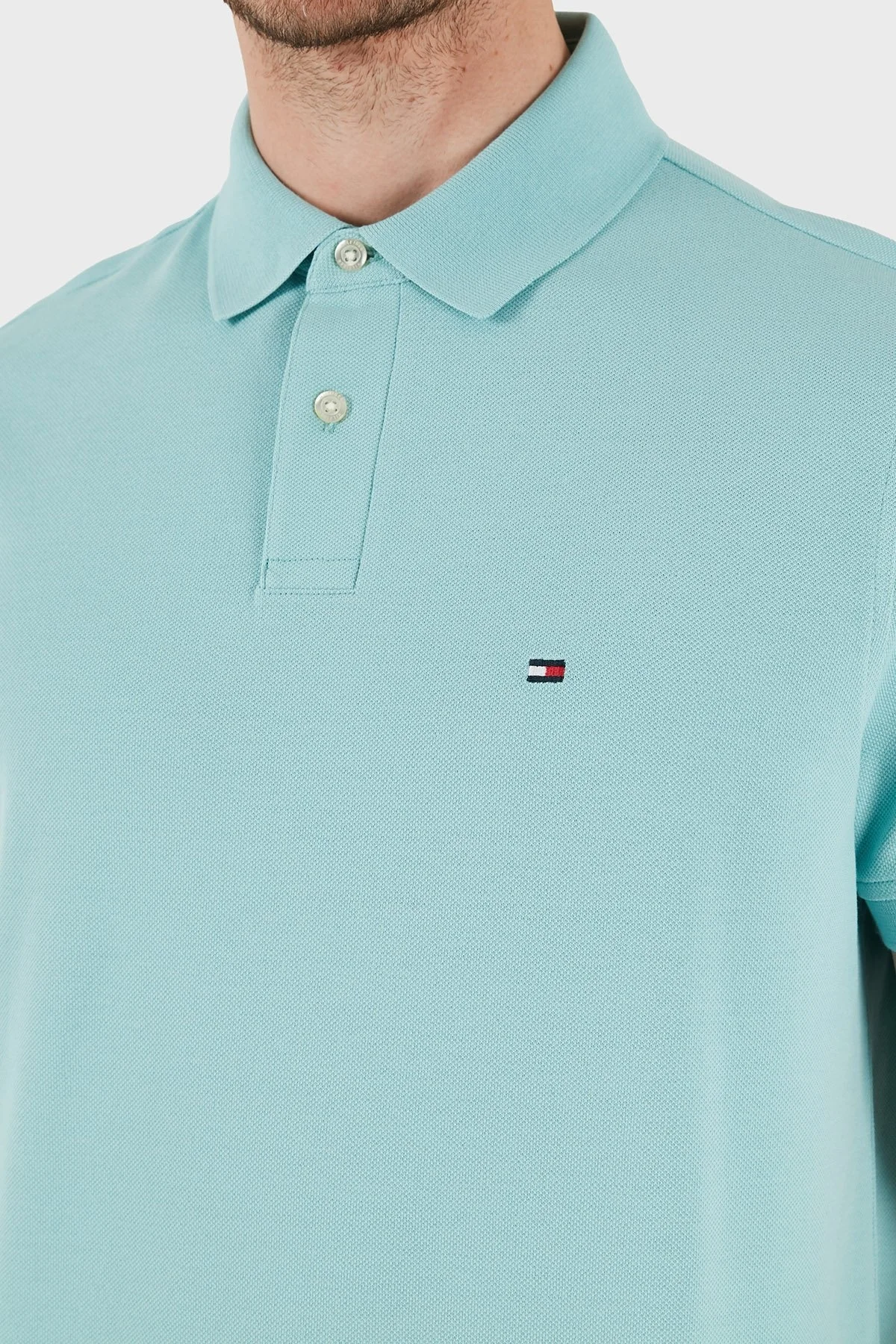 Tommy Hilfiger Streç Pamuklu Slim Fit Düğmeli Erkek Polo Yaka T Shirt MW0MW17770 C00 MİNT - 10