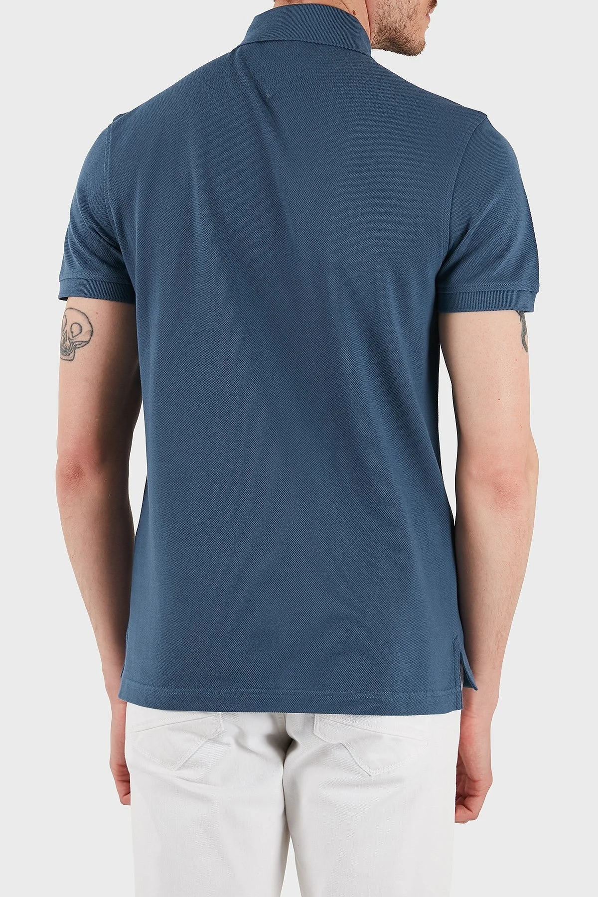 Tommy Hilfiger Streç Pamuklu Slim Fit Düğmeli Erkek Polo Yaka T Shirt MW0MW17770 DBZ MAVİ - 8