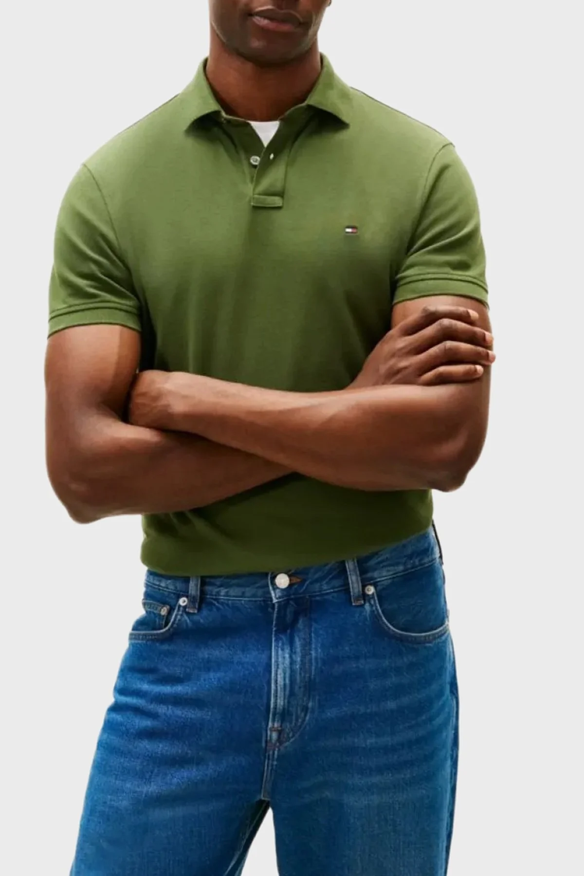 Tommy Hilfiger Streç Pamuklu Slim Fit Düğmeli Erkek Polo Yaka T Shirt MW0MW17770 L01 YEŞİL - 1