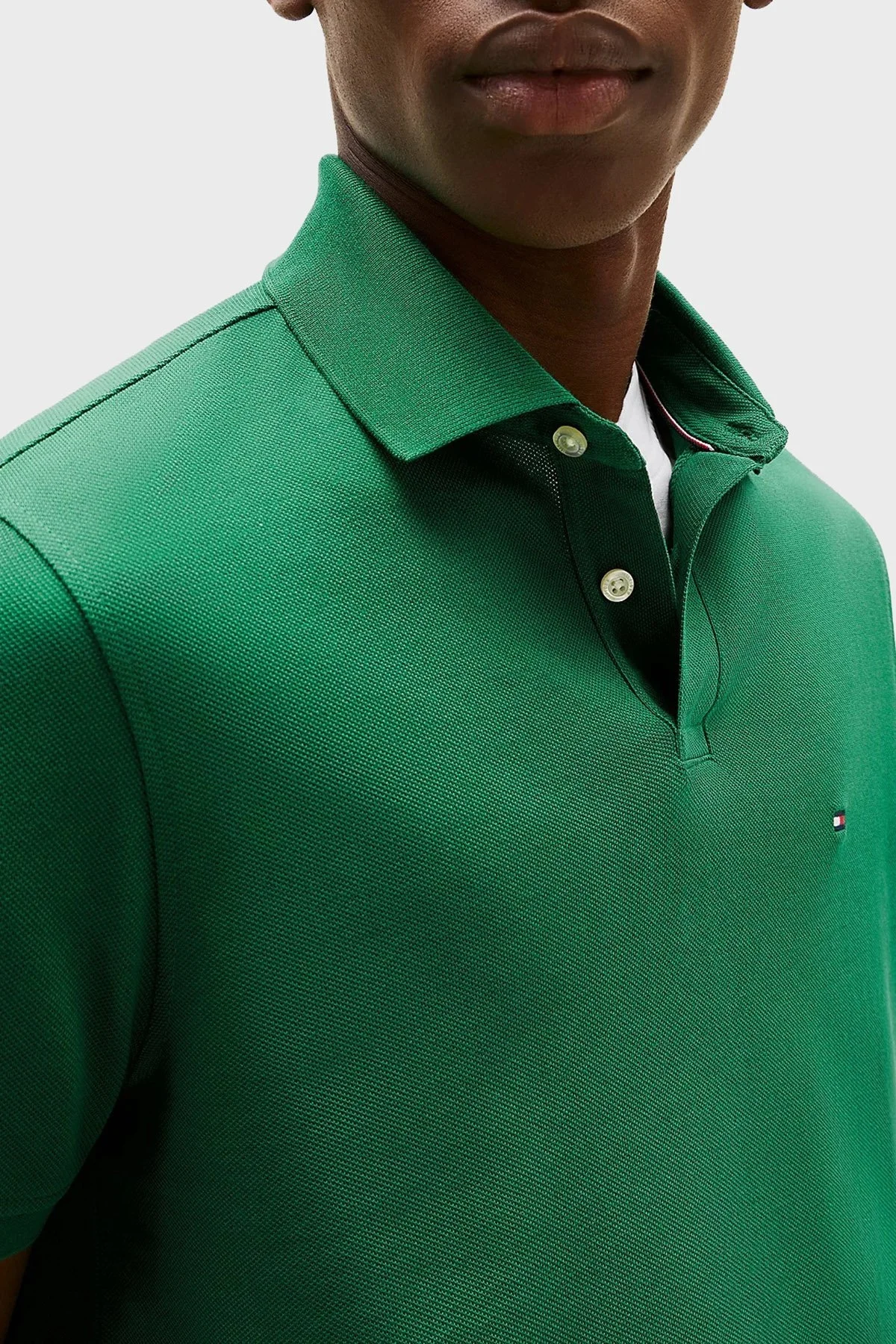 Tommy Hilfiger Streç Pamuklu Slim Fit Düğmeli Erkek Polo Yaka T Shirt MW0MW17770 L4F YEŞİL - 7
