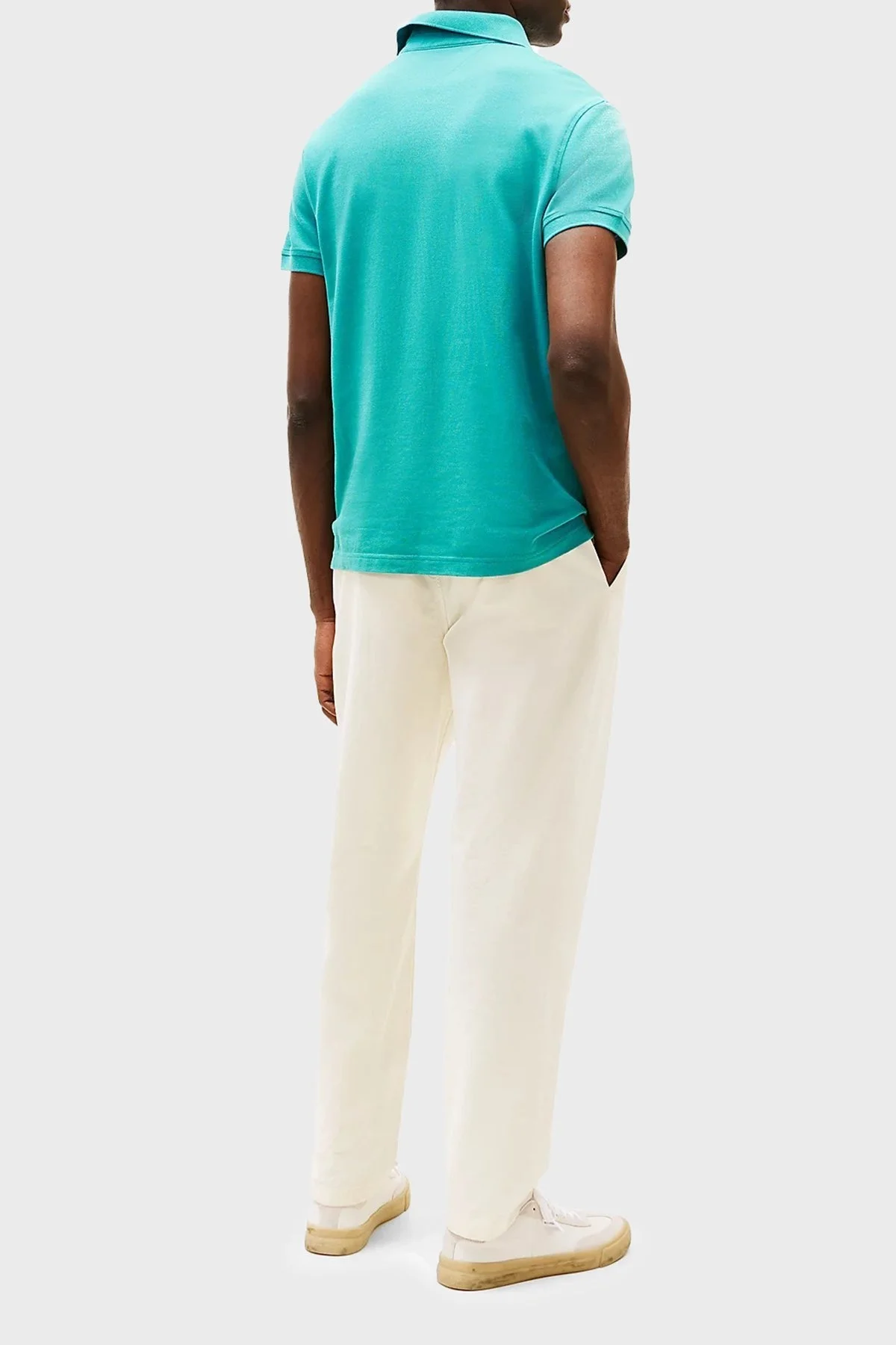 Tommy Hilfiger Streç Pamuklu Slim Fit Düğmeli Erkek Polo Yaka T Shirt MW0MW17770 M0C YEŞİL - 8