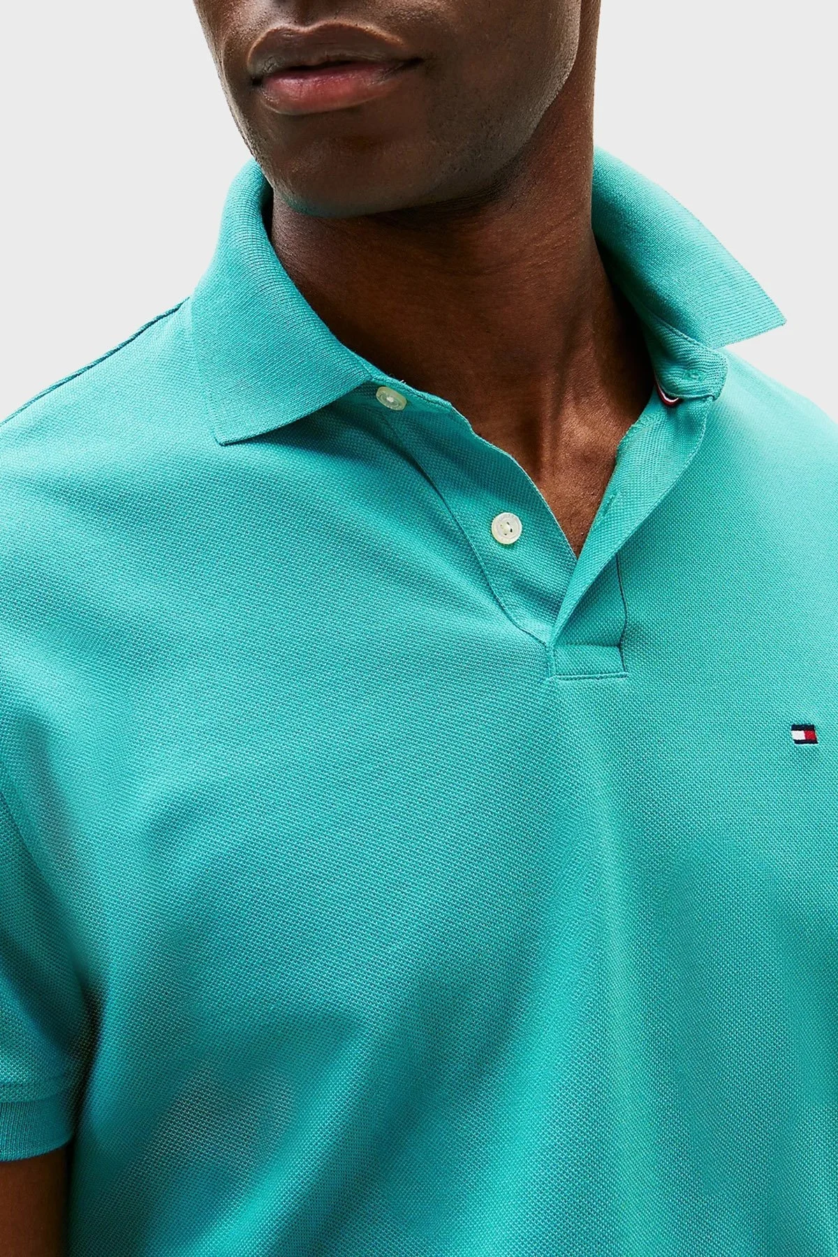 Tommy Hilfiger Streç Pamuklu Slim Fit Düğmeli Erkek Polo Yaka T Shirt MW0MW17770 M0C YEŞİL - 9