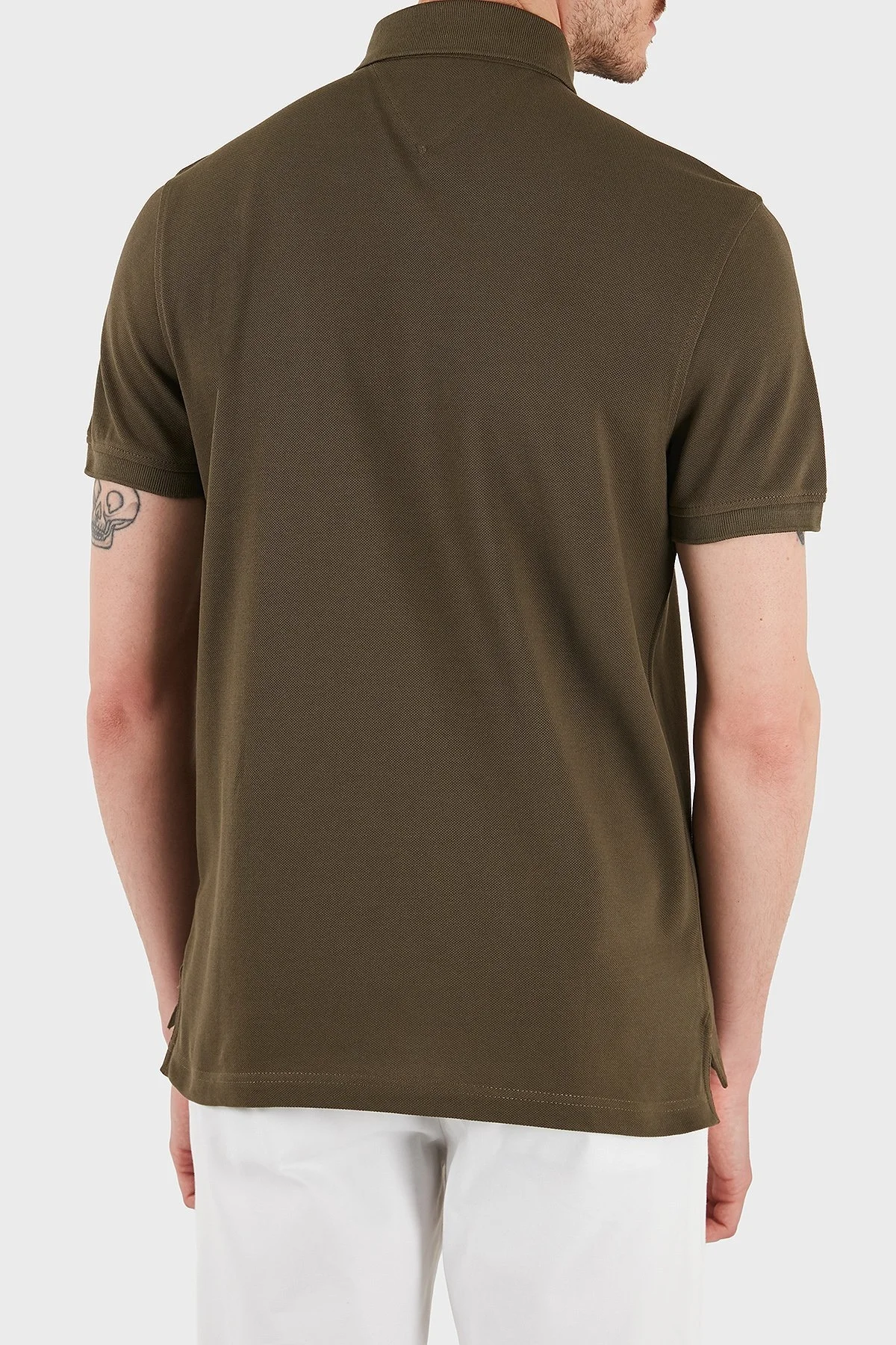 Tommy Hilfiger Streç Pamuklu Slim Fit Düğmeli Erkek Polo Yaka T Shirt MW0MW17770 RBN KOYU HAKİ - 10