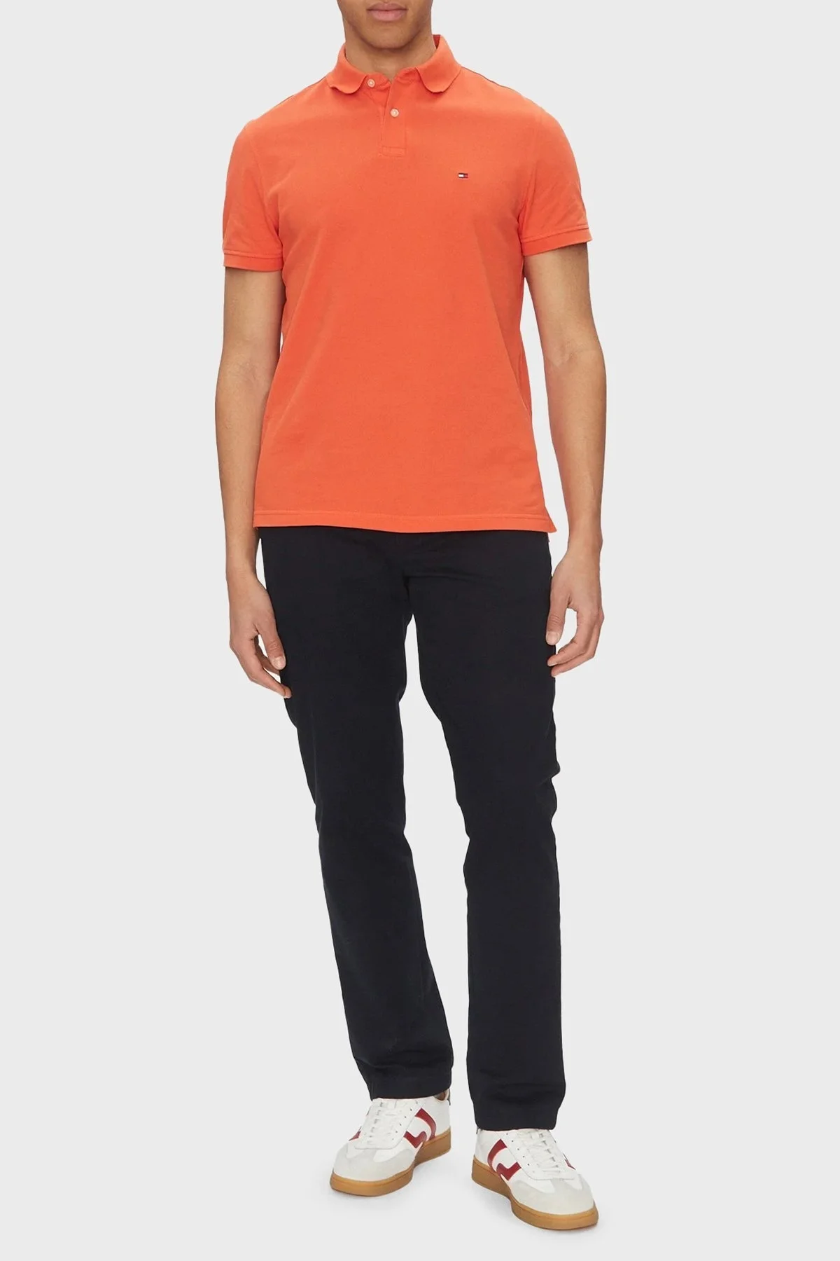 Tommy Hilfiger Streç Pamuklu Slim Fit Düğmeli Erkek Polo Yaka T Shirt MW0MW17770 SCX ORANGE - 7