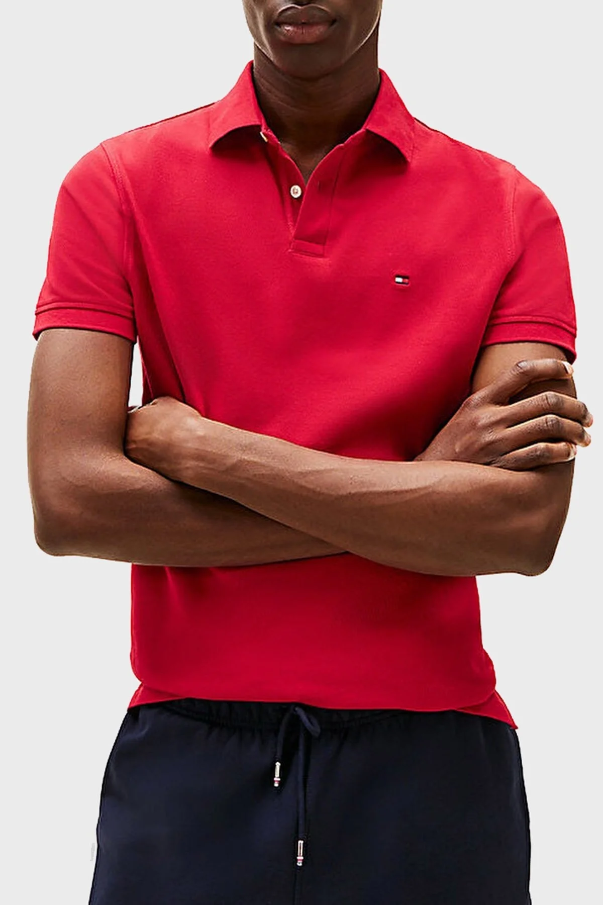 Tommy Hilfiger Streç Pamuklu Slim Fit Düğmeli Erkek Polo Yaka T Shirt MW0MW17770 XLD KIRMIZI - 5