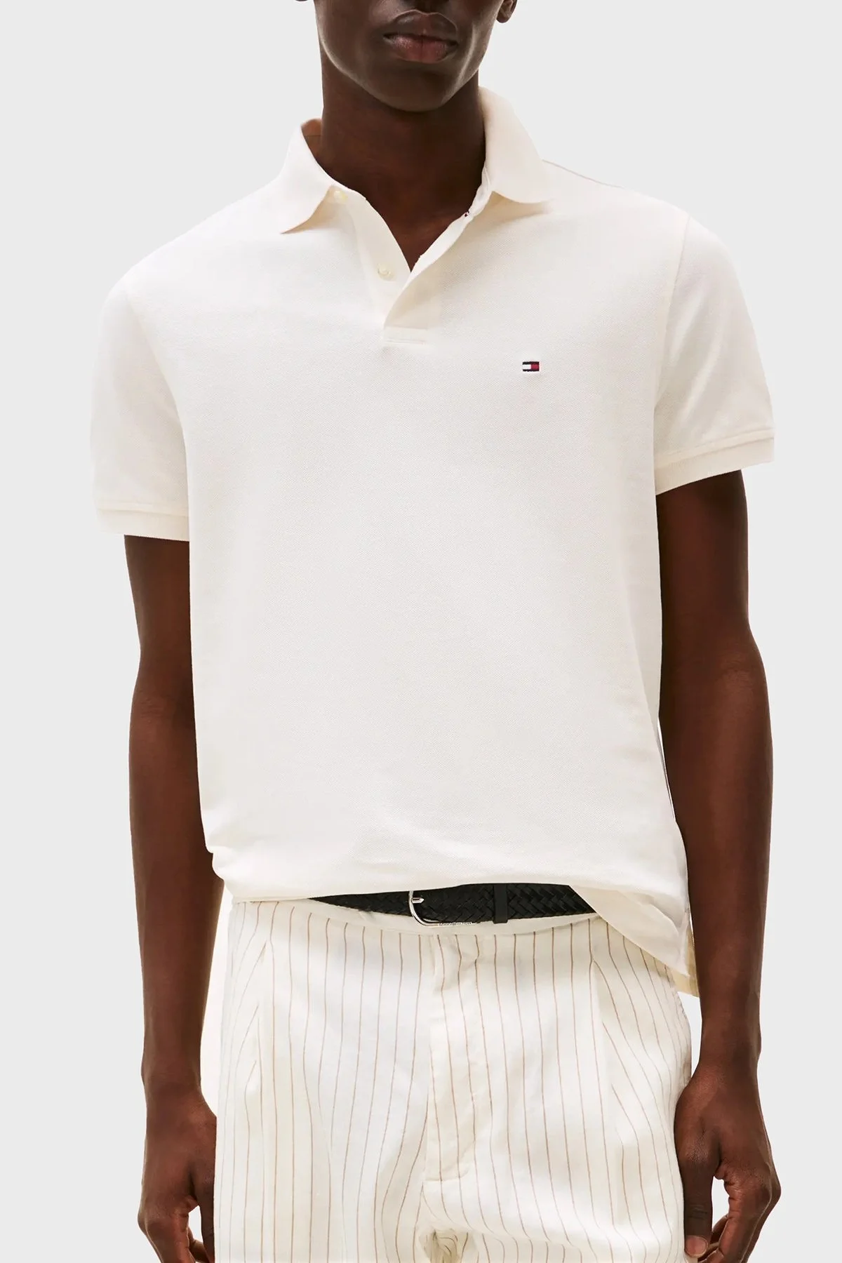 Tommy Hilfiger Streç Pamuklu Slim Fit Düğmeli Erkek Polo Yaka T Shirt MW0MW17770 Z00 AÇIK BEJ - 5