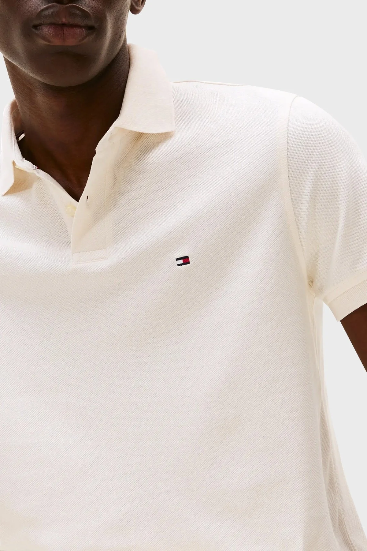 Tommy Hilfiger Streç Pamuklu Slim Fit Düğmeli Erkek Polo Yaka T Shirt MW0MW17770 Z00 AÇIK BEJ - 7