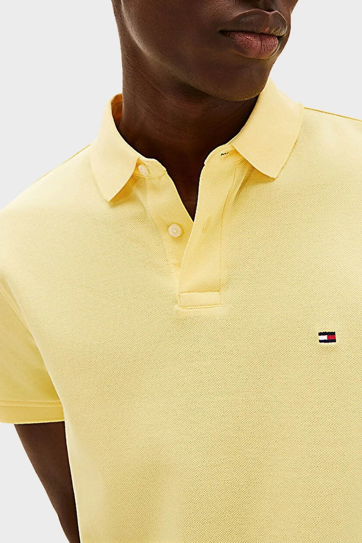 Tommy Hilfiger Streç Pamuklu Slim Fit Düğmeli Erkek Polo Yaka T Shirt MW0MW17770 ZF0 AÇIK SARI - 9