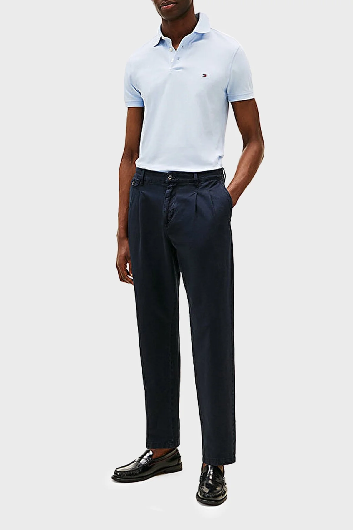 Tommy Hilfiger Streç Pamuklu Slim Fit Düğmeli Erkek Polo Yaka T Shirt MW0MW17771 C1O AÇIK MAVİ - 7