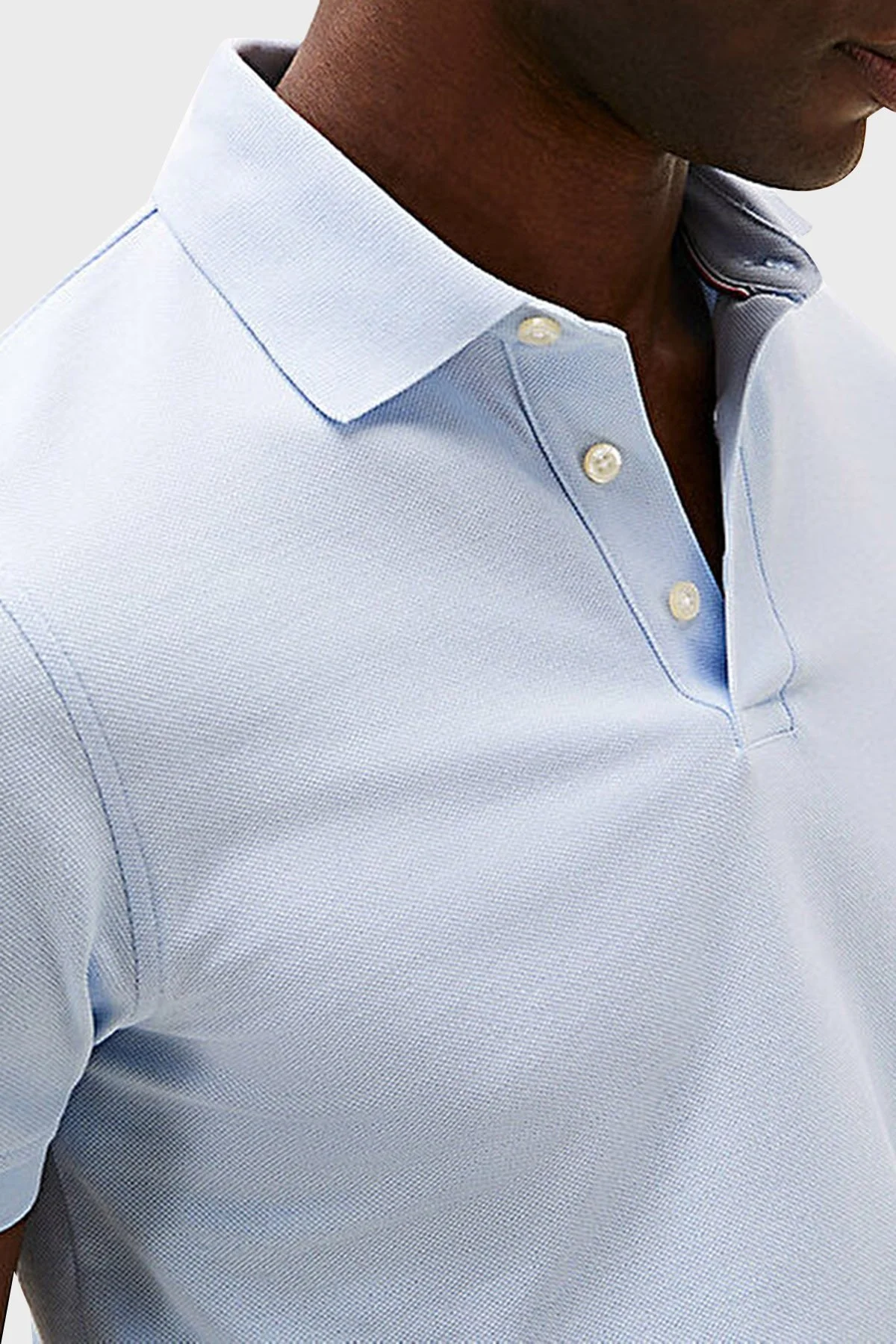 Tommy Hilfiger Streç Pamuklu Slim Fit Düğmeli Erkek Polo Yaka T Shirt MW0MW17771 C1O AÇIK MAVİ - 9