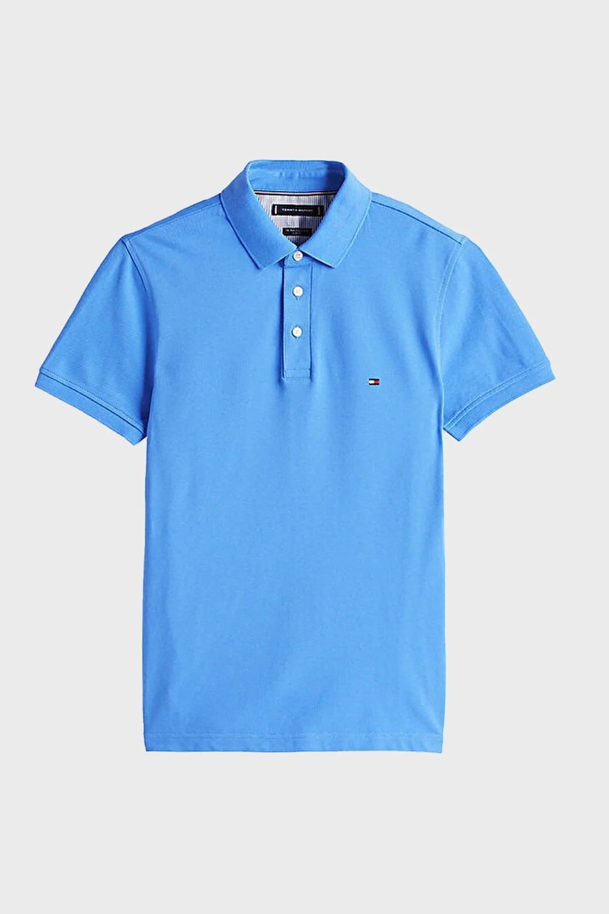 Tommy Hilfiger Streç Pamuklu Slim Fit Düğmeli Erkek Polo Yaka T Shirt MW0MW17771 C30 MAVİ - 10