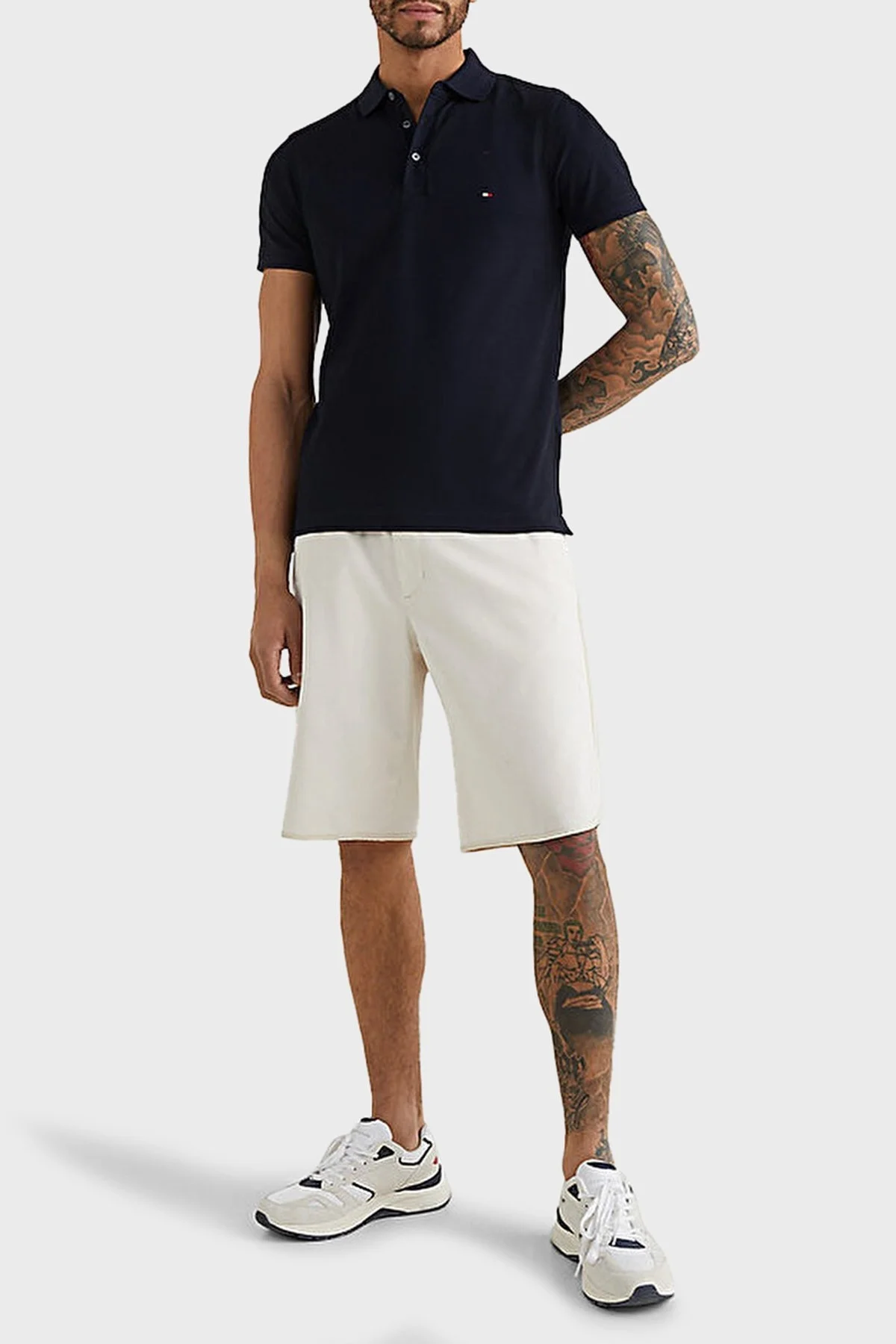 Tommy Hilfiger Streç Pamuklu Slim Fit Düğmeli Erkek Polo Yaka T Shirt MW0MW17771 DW5 LACİVERT - 7