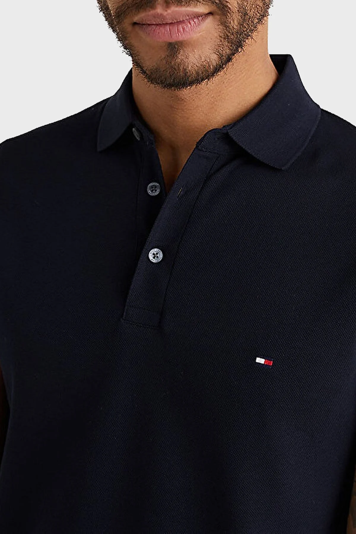 Tommy Hilfiger Streç Pamuklu Slim Fit Düğmeli Erkek Polo Yaka T Shirt MW0MW17771 DW5 LACİVERT - 9