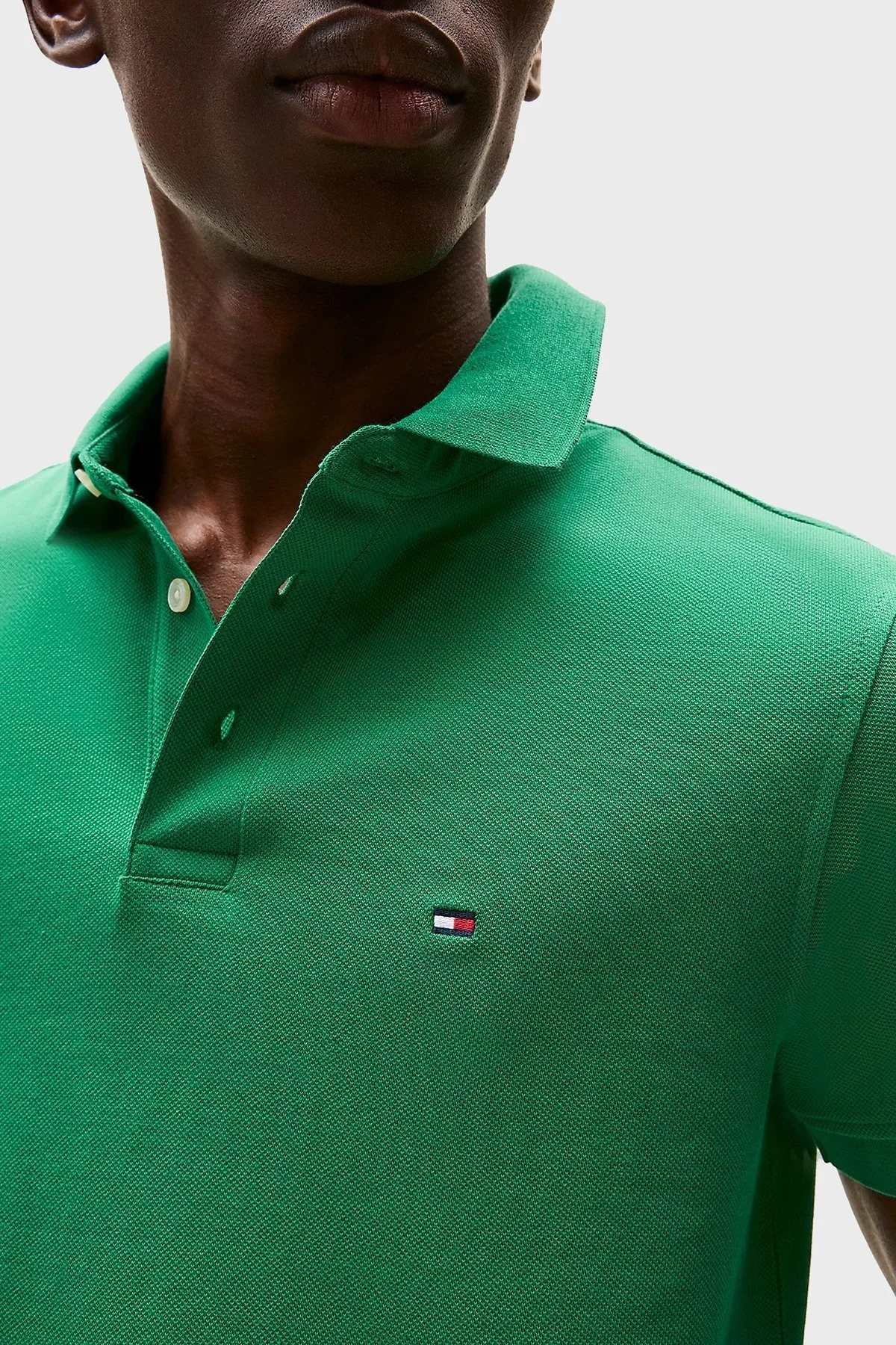 Tommy Hilfiger Streç Pamuklu Slim Fit Düğmeli Erkek Polo Yaka T Shirt MW0MW17771 L4F YEŞİL - 9