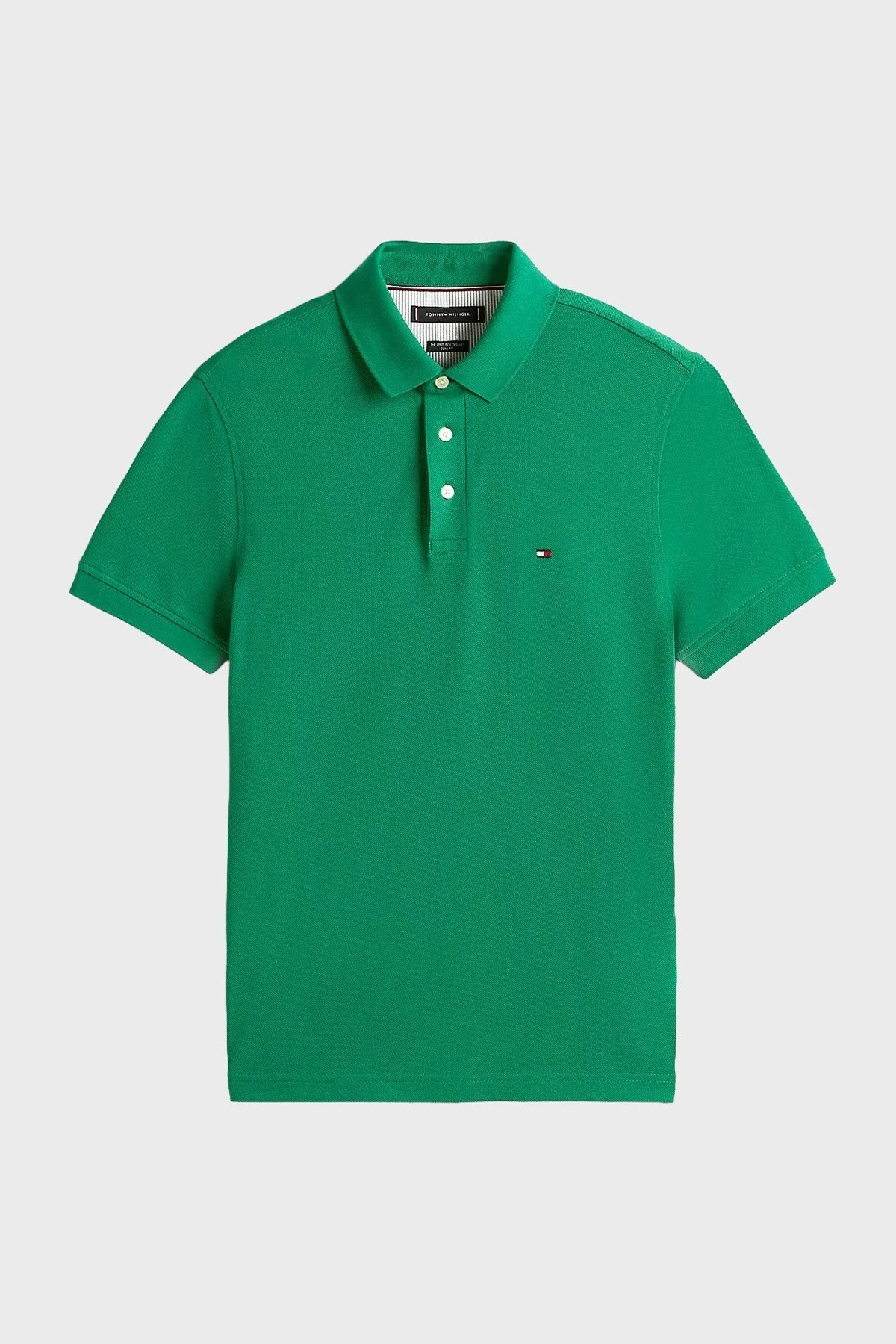 Tommy Hilfiger Streç Pamuklu Slim Fit Düğmeli Erkek Polo Yaka T Shirt MW0MW17771 L4F YEŞİL - 10