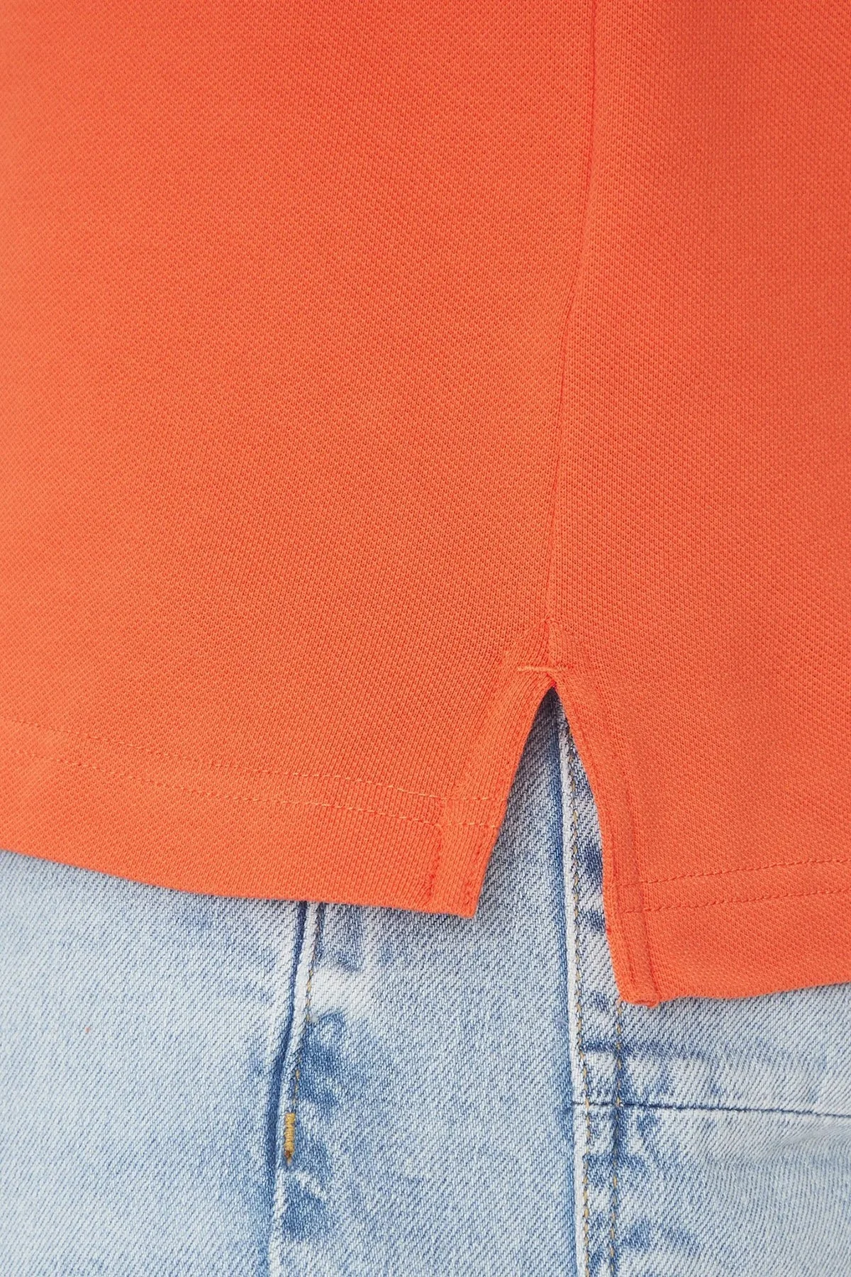 Tommy Hilfiger Streç Pamuklu Slim Fit Düğmeli Erkek Polo Yaka T Shirt MW0MW17771 SCX ORANGE - 10