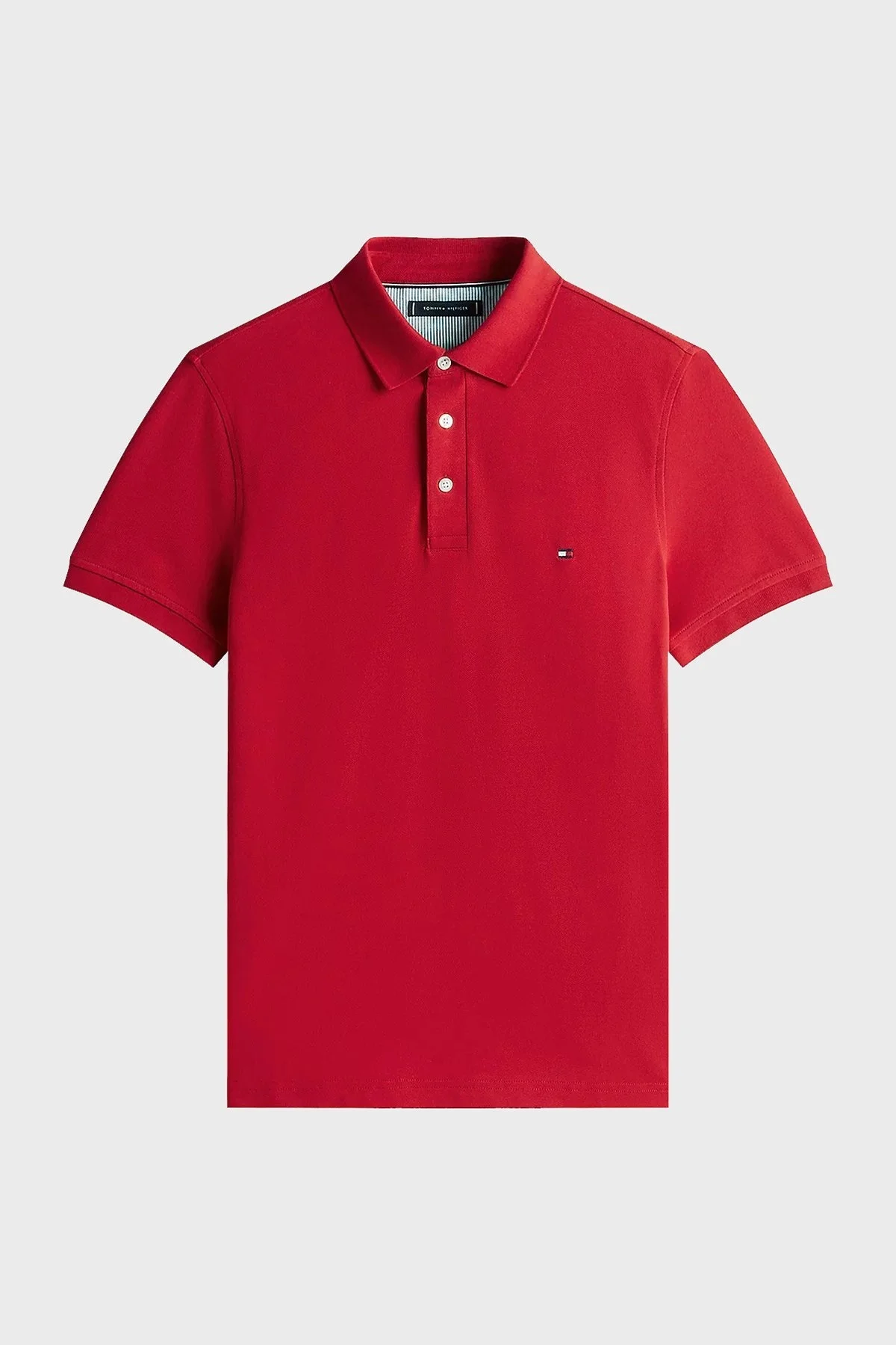 Tommy Hilfiger Streç Pamuklu Slim Fit Düğmeli Erkek Polo Yaka T Shirt MW0MW17771 XLD KIRMIZI - 10