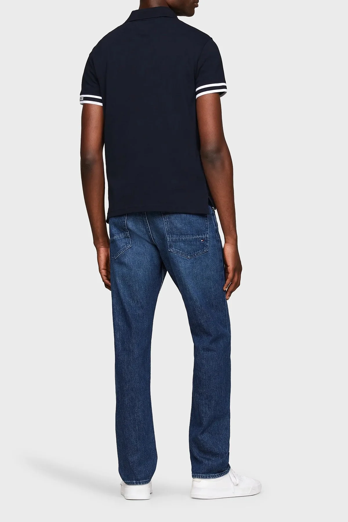 Tommy Hilfiger Streç Pamuklu Slim Fit Erkek Polo Yaka T Shirt MW0MW34737 DW5 LACİVERT - 4