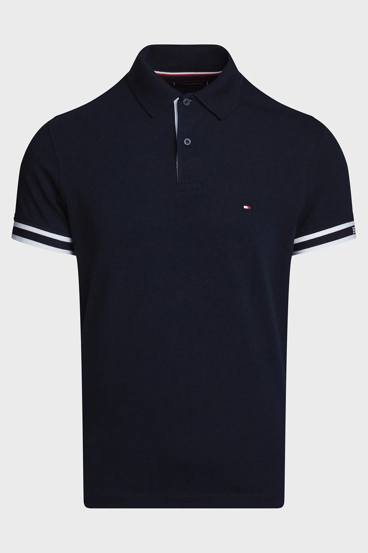 Tommy Hilfiger Streç Pamuklu Slim Fit Erkek Polo Yaka T Shirt MW0MW34737 DW5 LACİVERT - 5