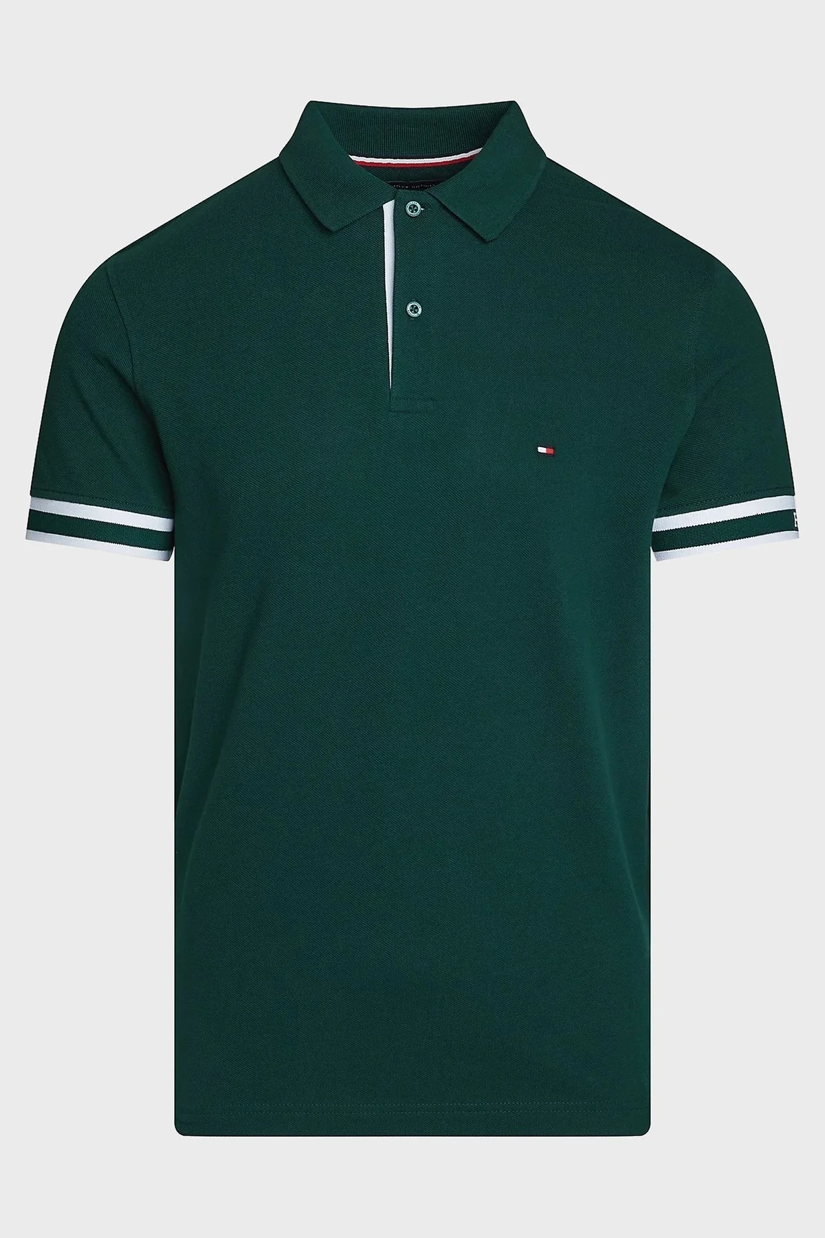 Tommy Hilfiger Streç Pamuklu Slim Fit Erkek Polo Yaka T Shirt MW0MW34737 MBP KOYU YEŞİL - 5