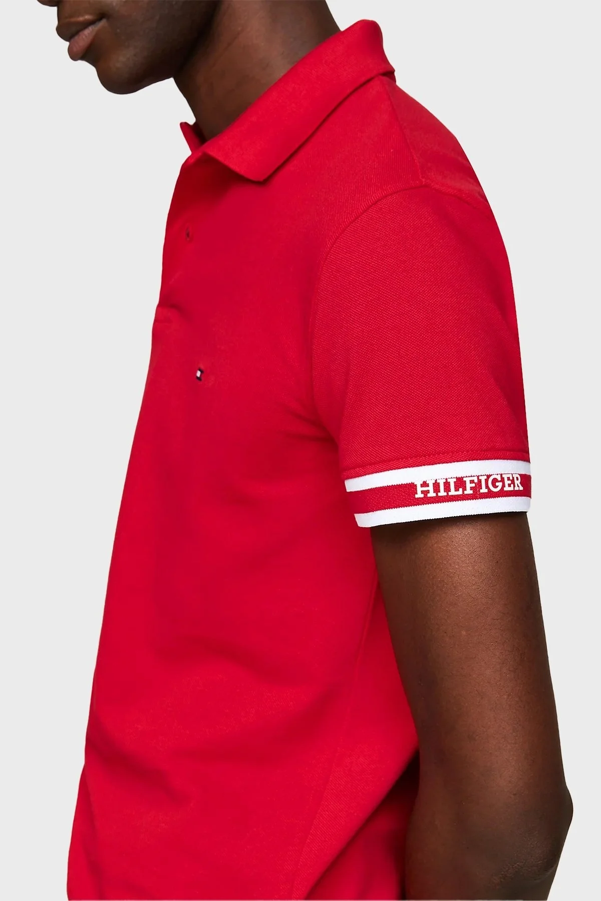 Tommy Hilfiger Streç Pamuklu Slim Fit Erkek Polo Yaka T Shirt MW0MW34737 XLG KIRMIZI - 3